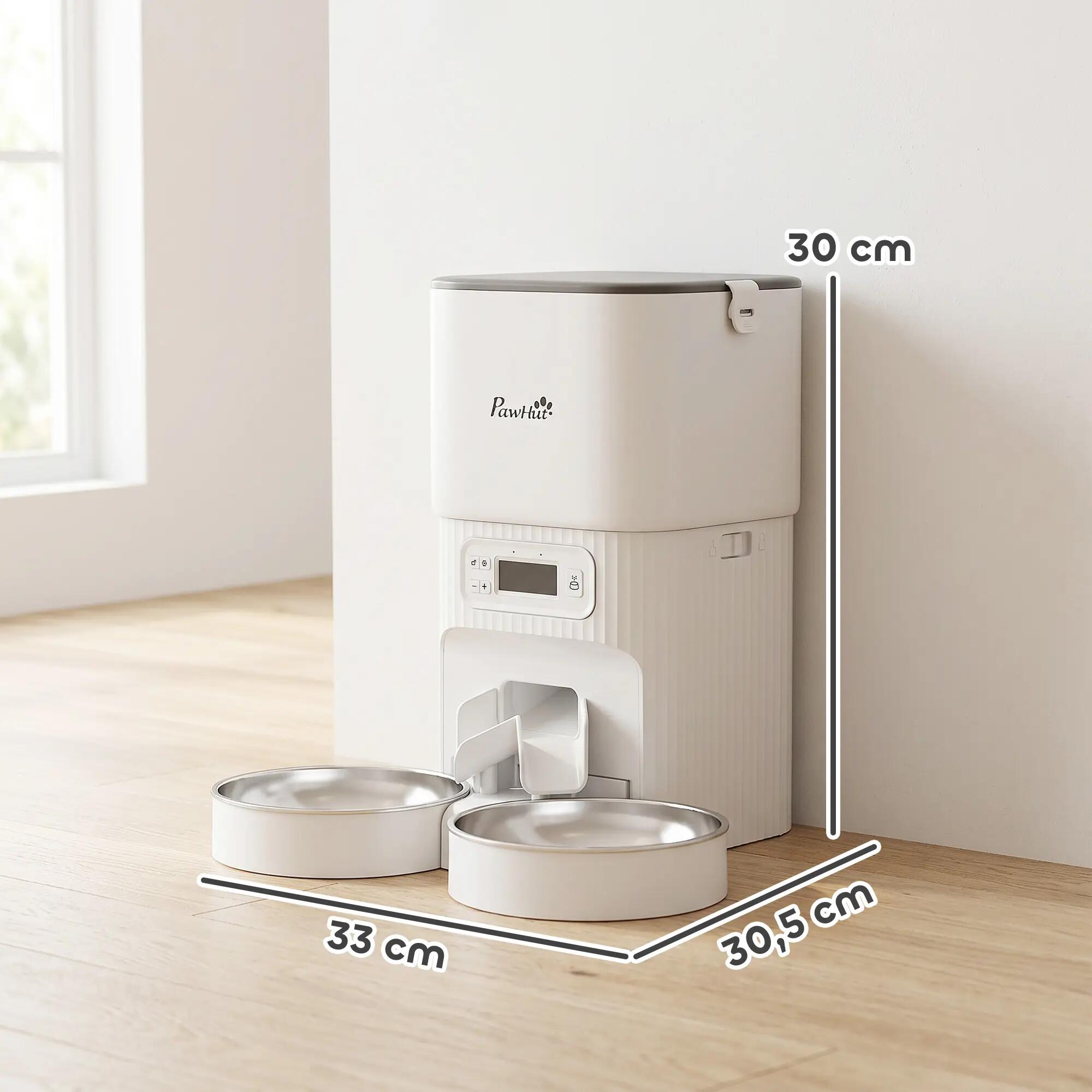 Alimentador automático para gato 33x30.5x30 cm branco PawHut 2/9