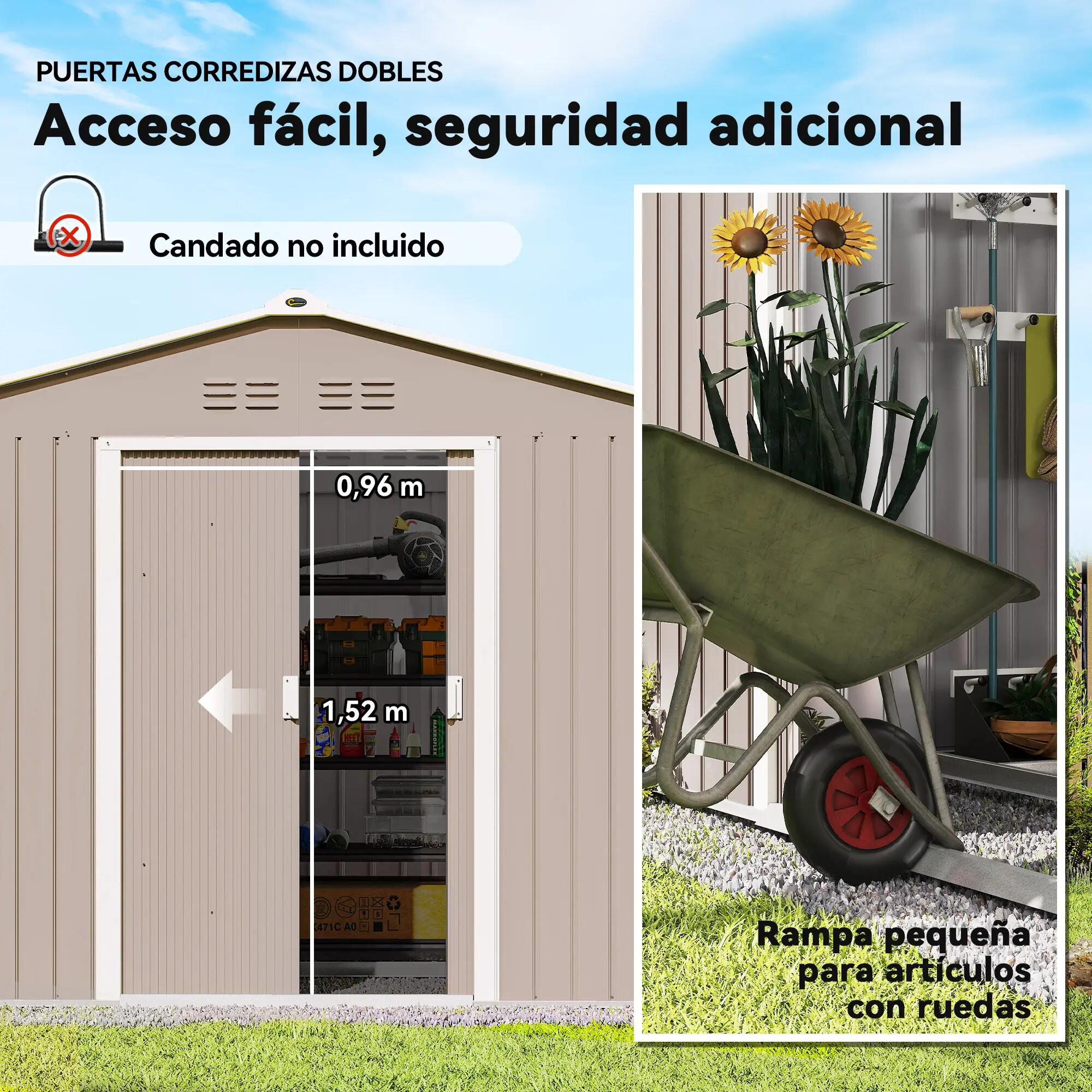 Abrigo de jardim 277x195x192 cm cinza claro Outsunny 5/9