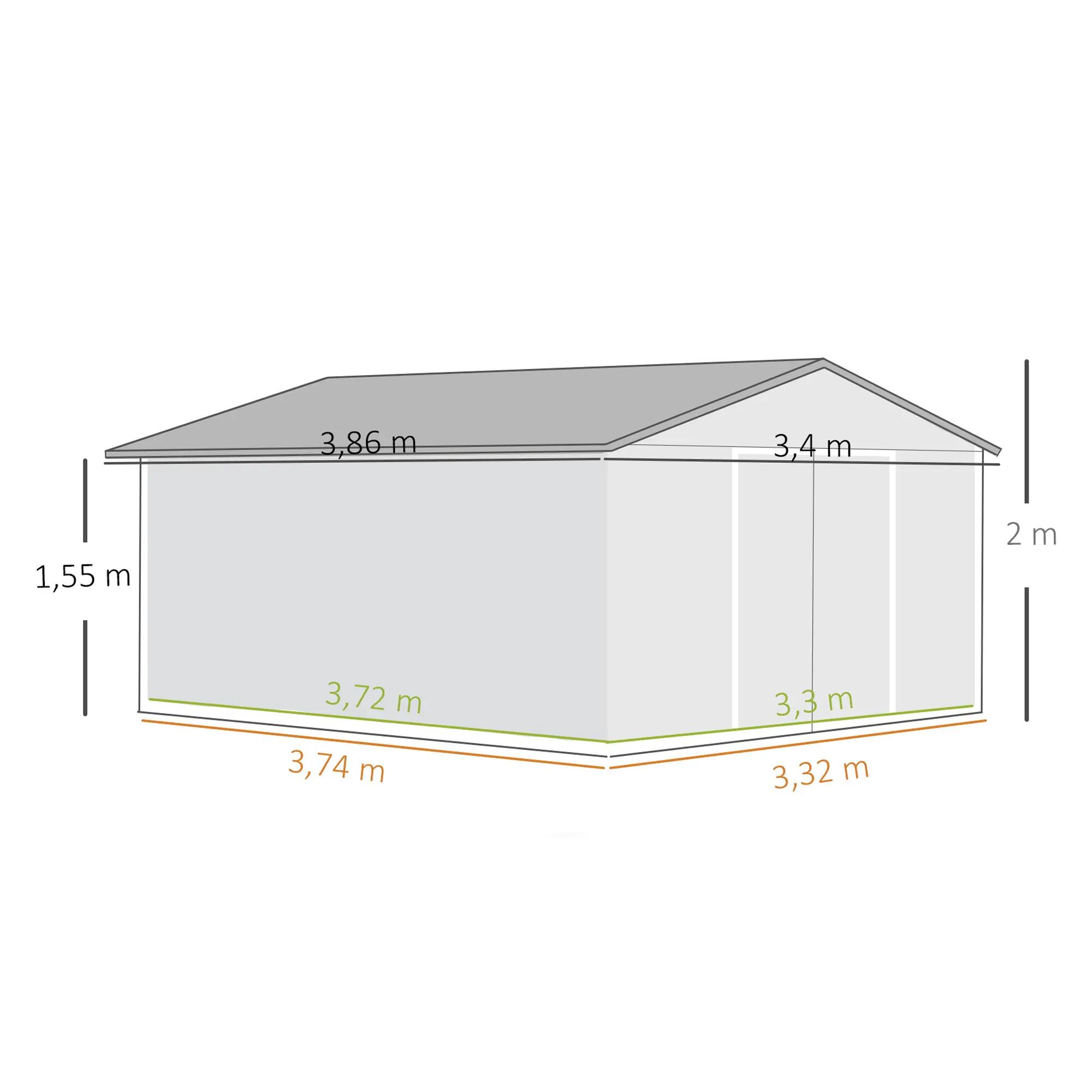 Caseta almacenamiento bicicletas Outsunny 340x386x200 cm Gris Claro 3/6
