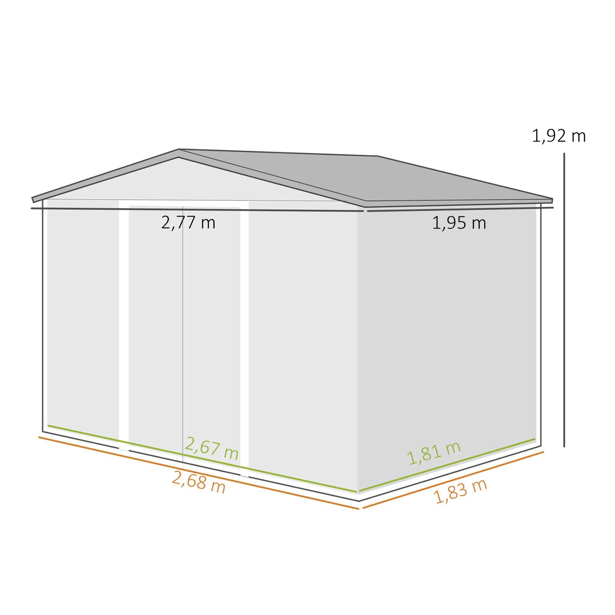 Abrigo de jardim 277x195x192 cm cinza claro Outsunny 3/9