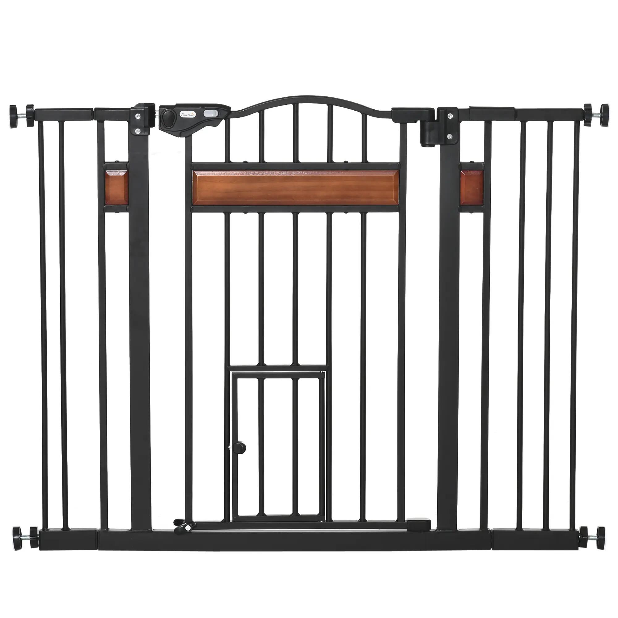 Barreira de Segurança para Cães PawHut 76,2x4x74-105cm Preto 1/7