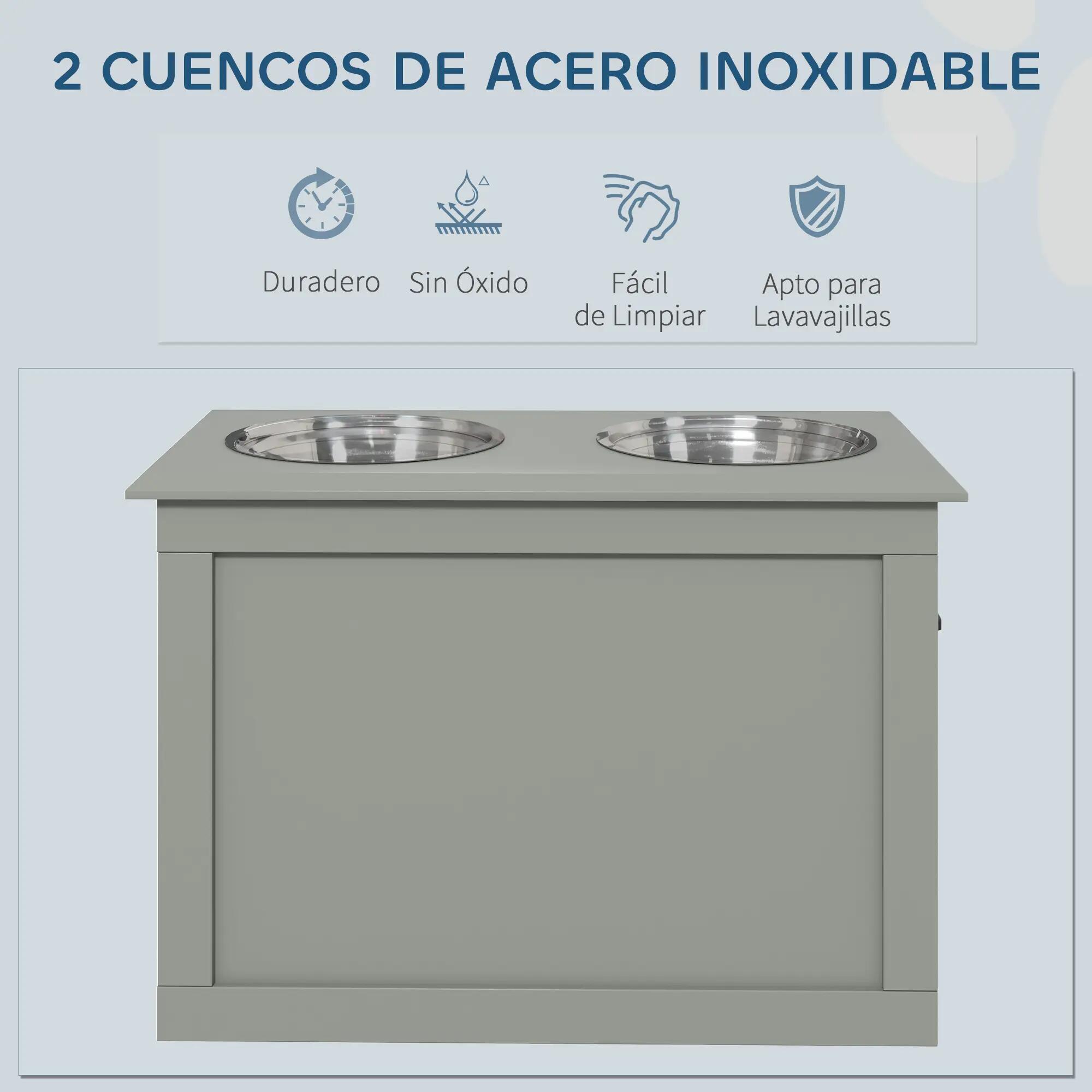 Comedero para Perros PawHut 60x30x41 cm Gris 4/9