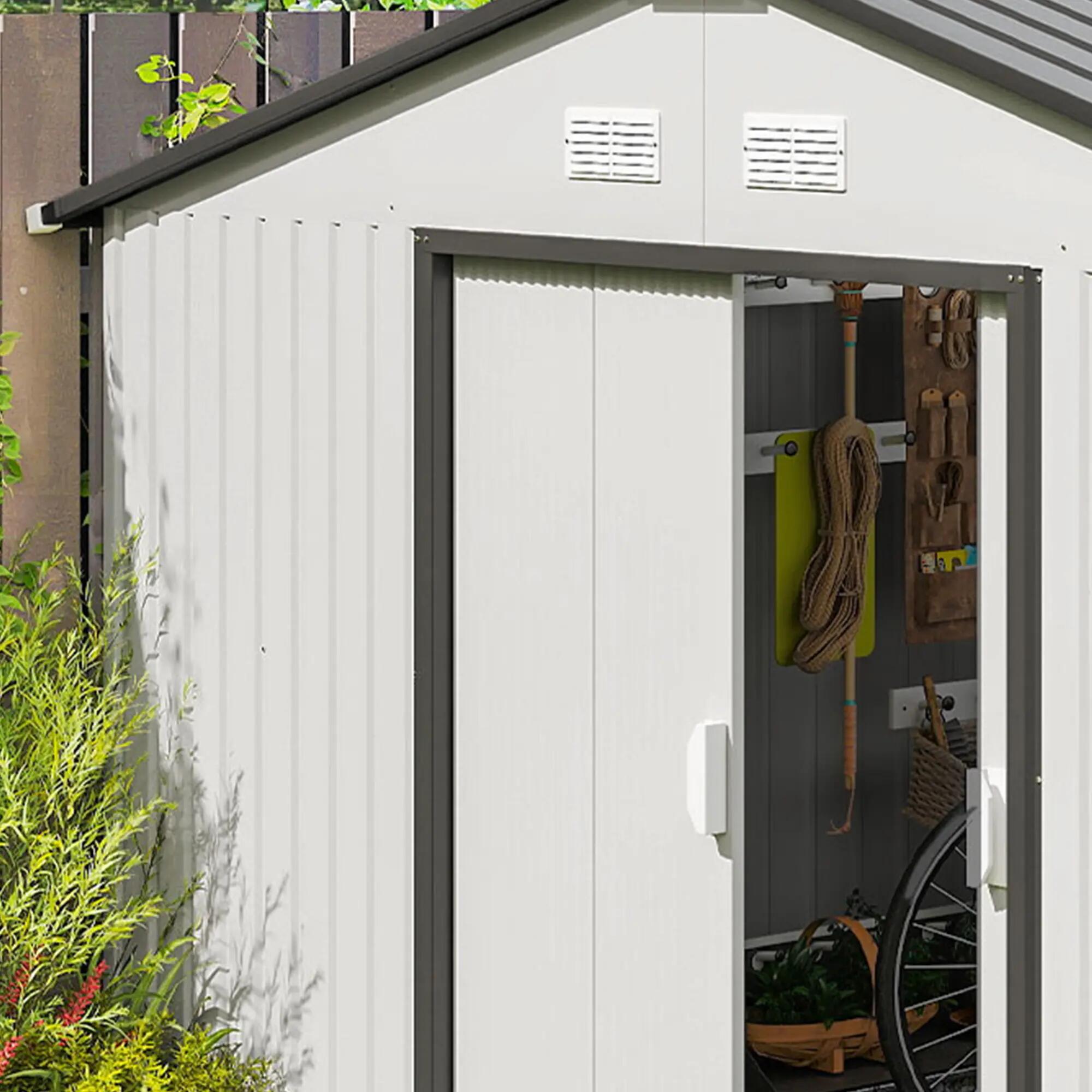 Abrigo de exterior 340x386x200 cm branco e cinza escuro Outsunny 5/7