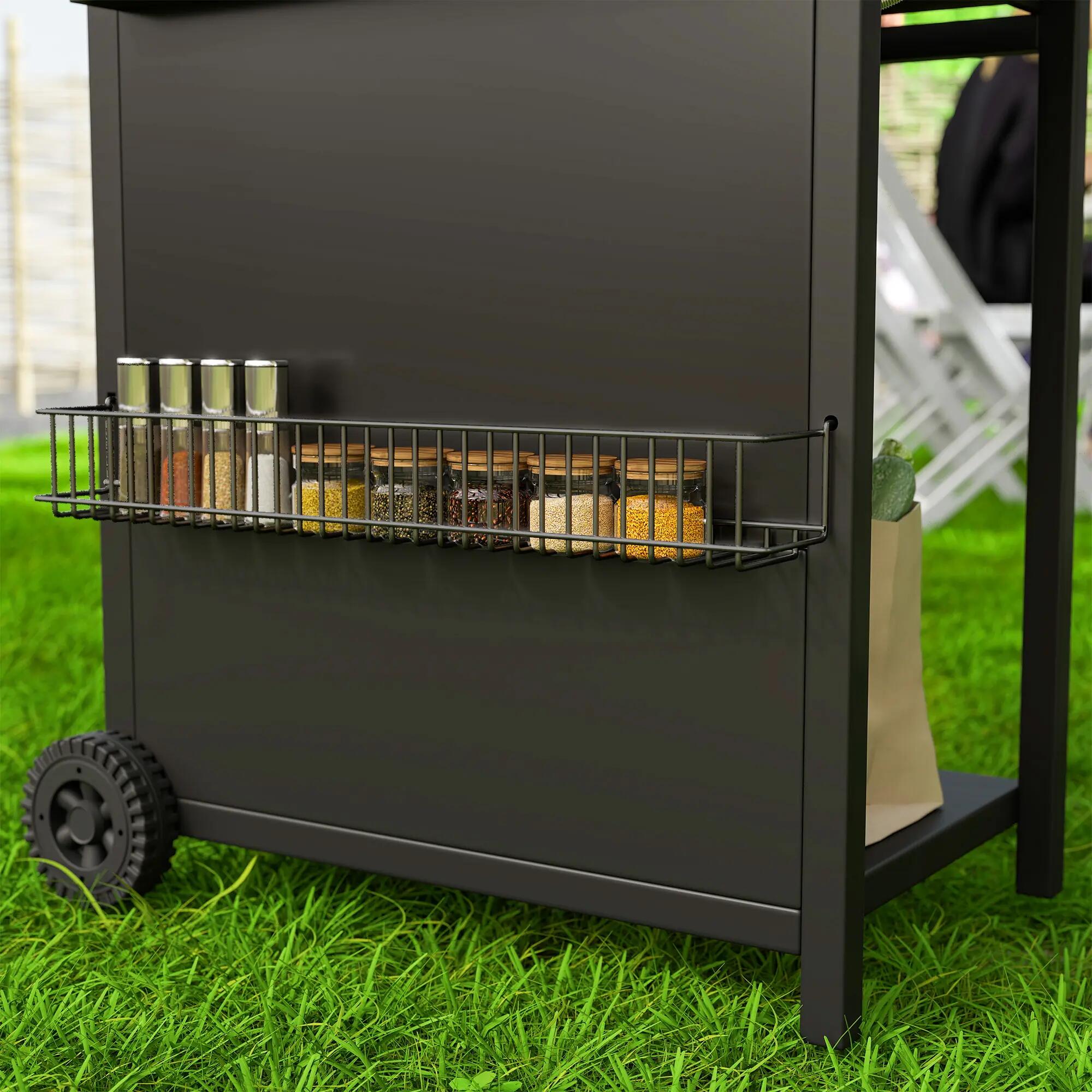 Barbacoa de Gas Outsunny 123x57x98 cm Negro 5/5