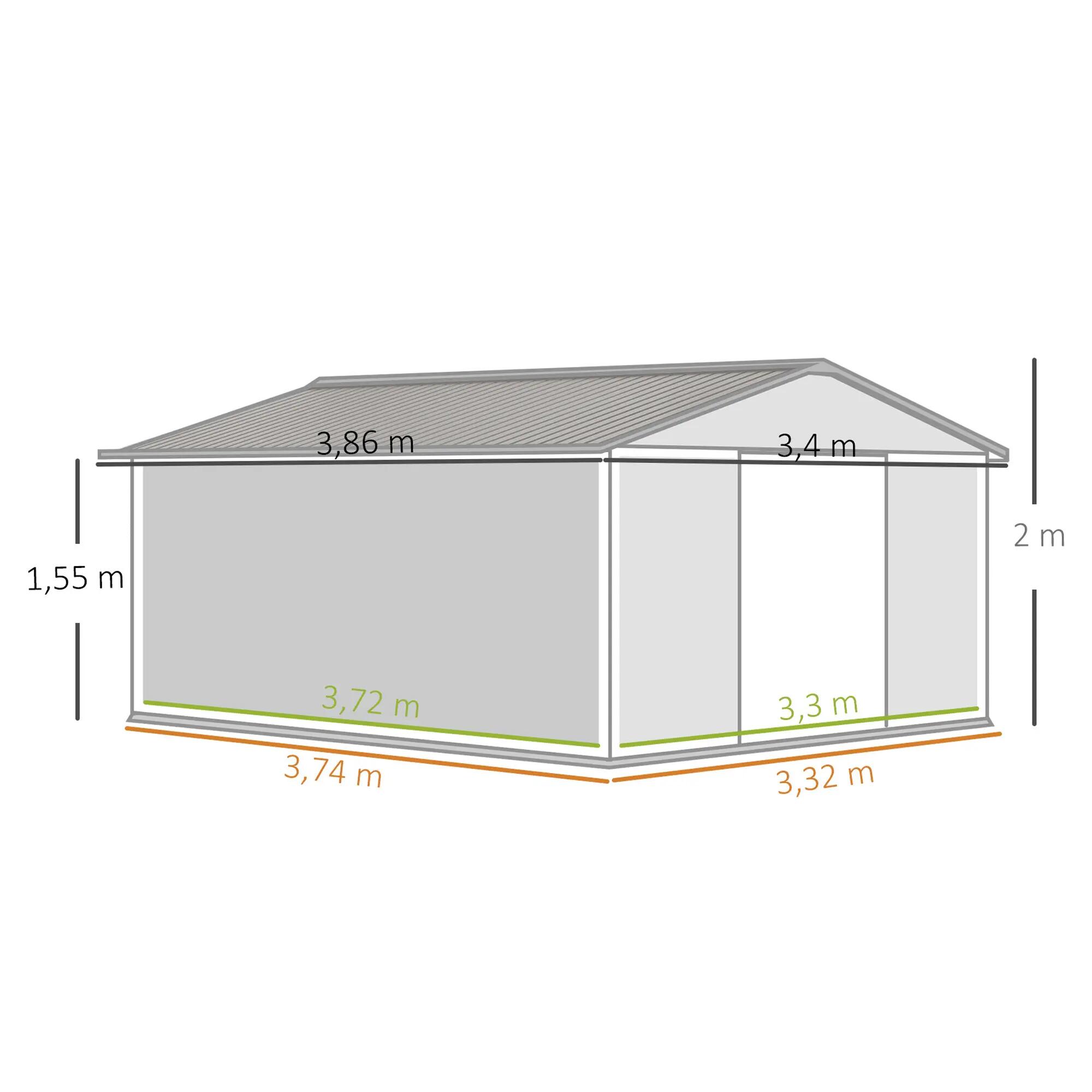 Abrigo de exterior 340x386x200 cm branco e cinza escuro Outsunny 3/7