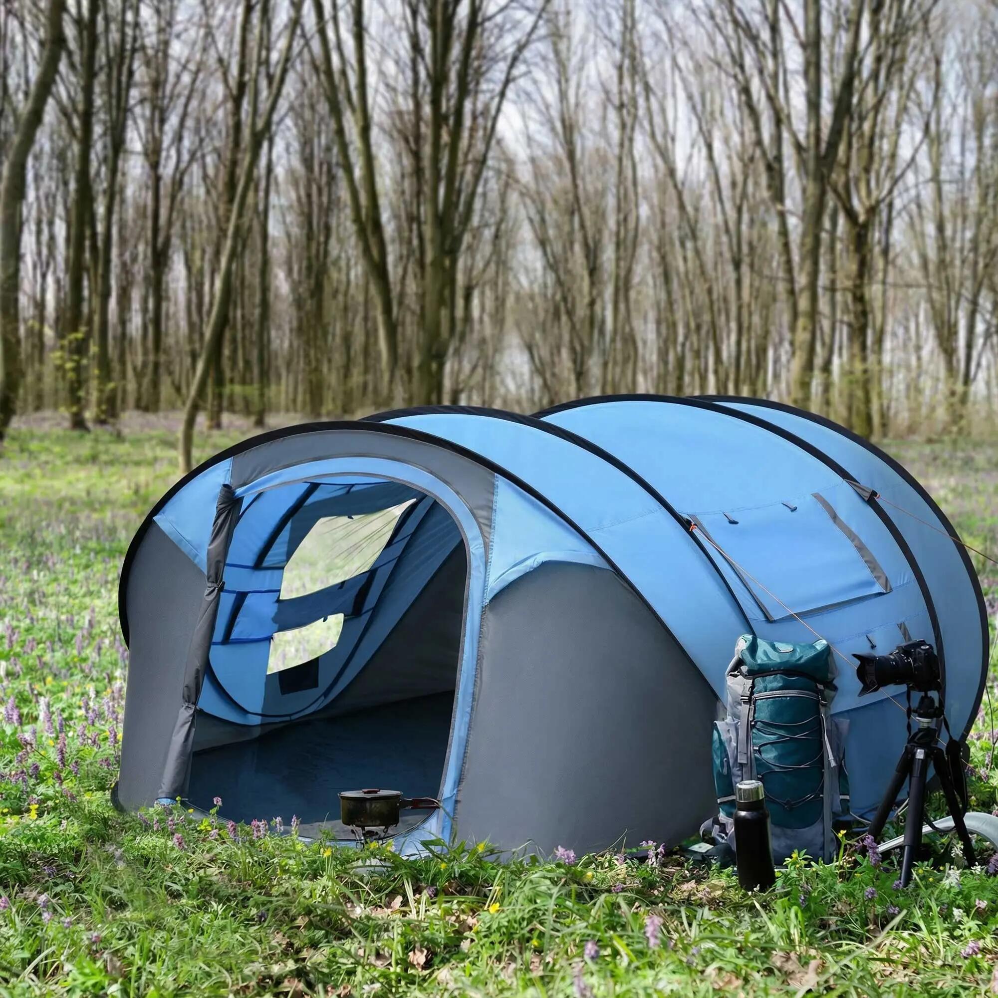 Tenda de campismo azul e cinza Outsunny 2/7