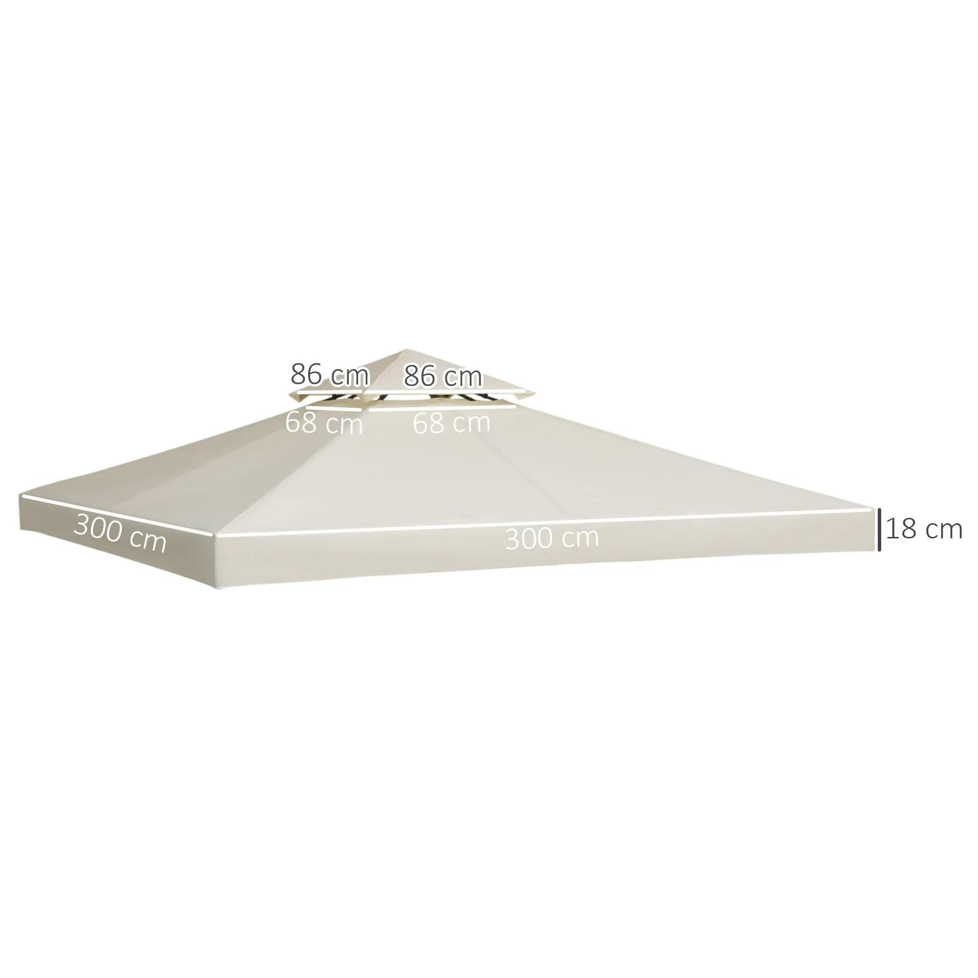 Toldo de substituição para pérgola 300x300 cm creme branco Outsunny 3/7