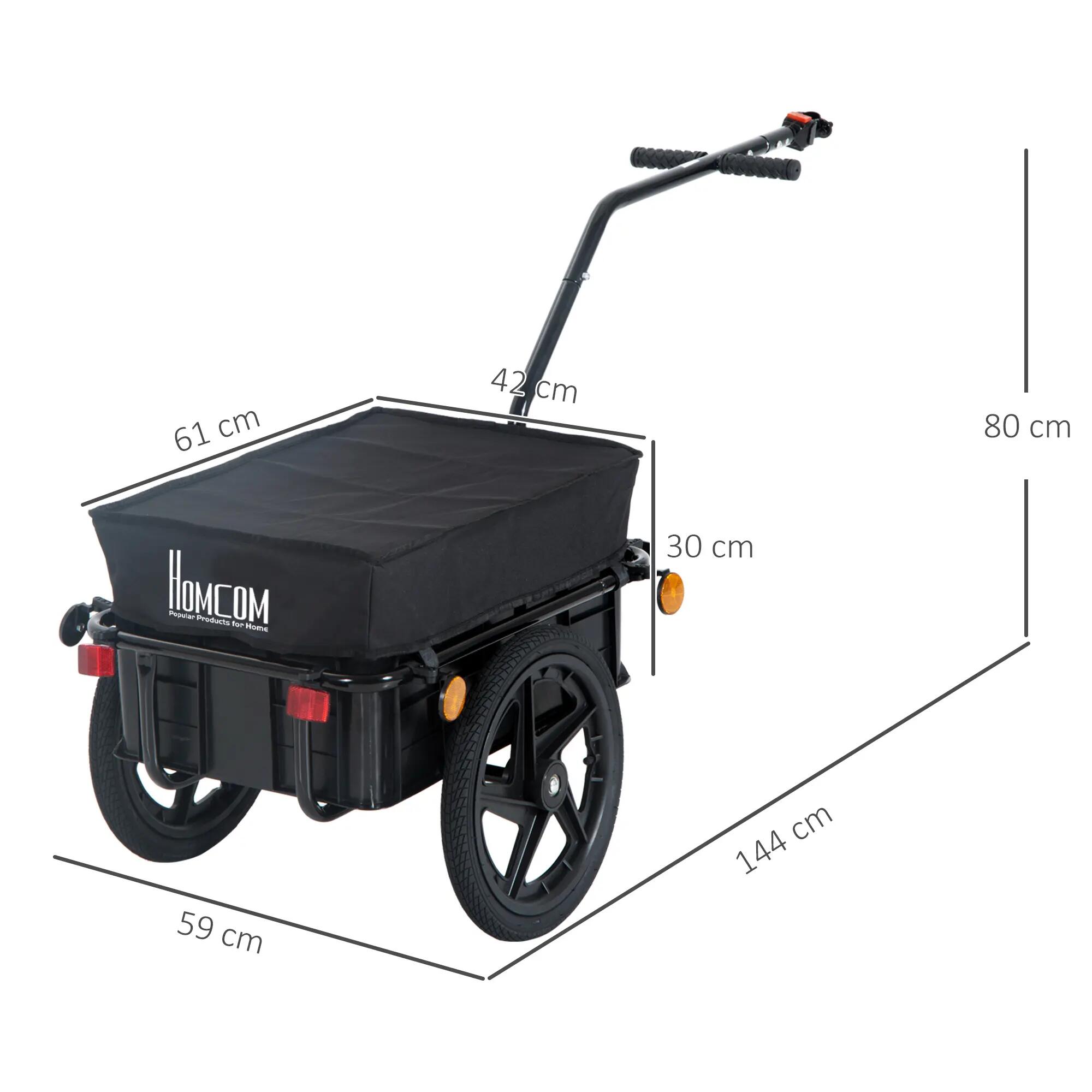 Remolque de Bicicleta HOMCOM 144x59x80 cm negro 3/7