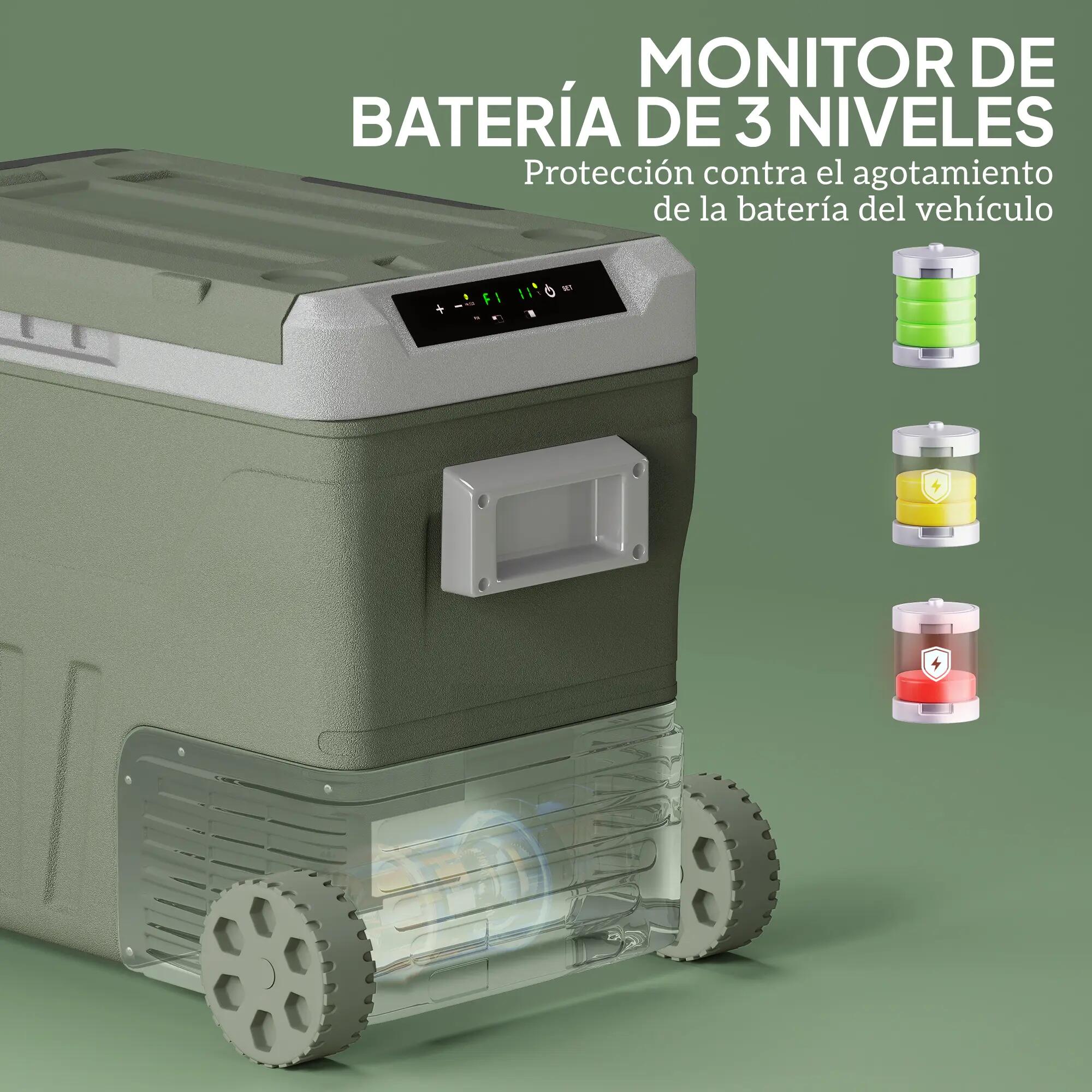 Geleira elétrica portátil 64,5x43,5x53 cm cinzento e verde Outsunny 5/9