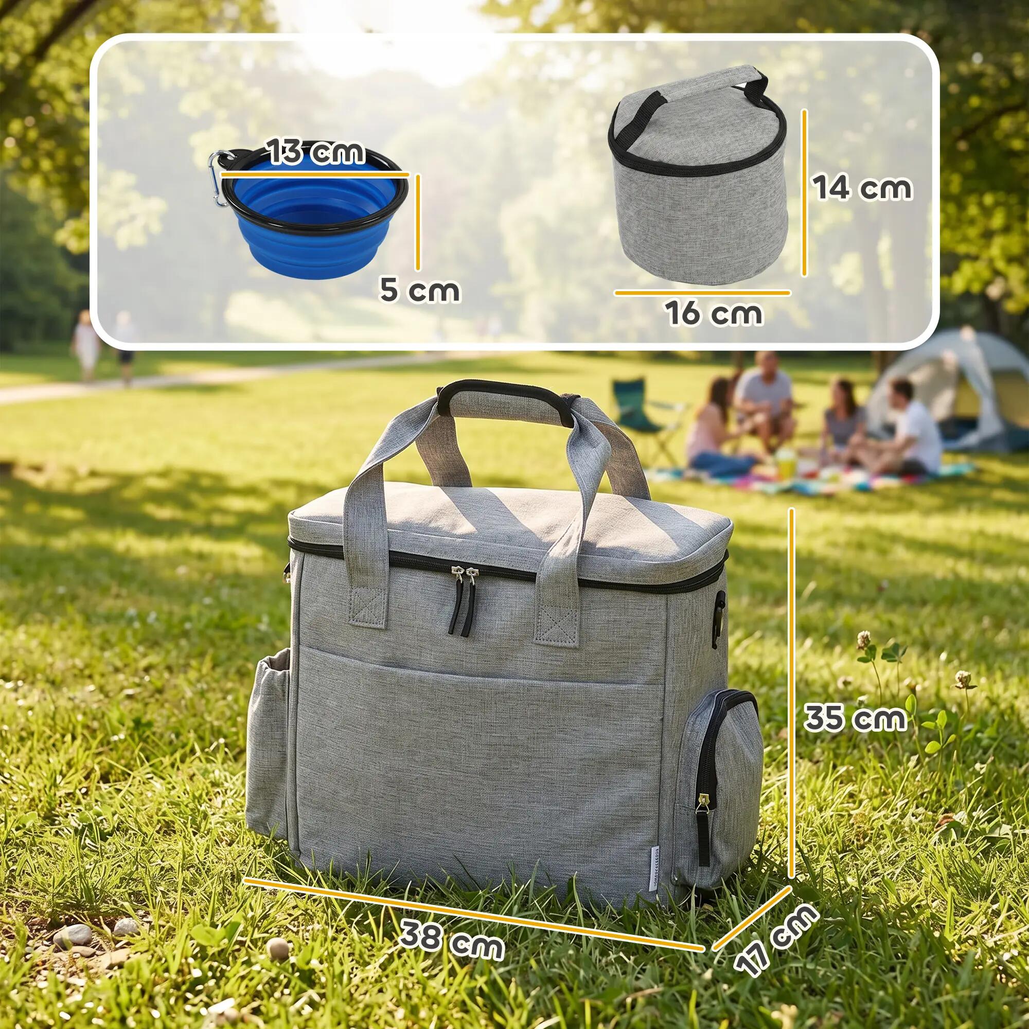 Bolso de Viaje para Perros PawHut 38x17x35 cm Gris Claro 5/10