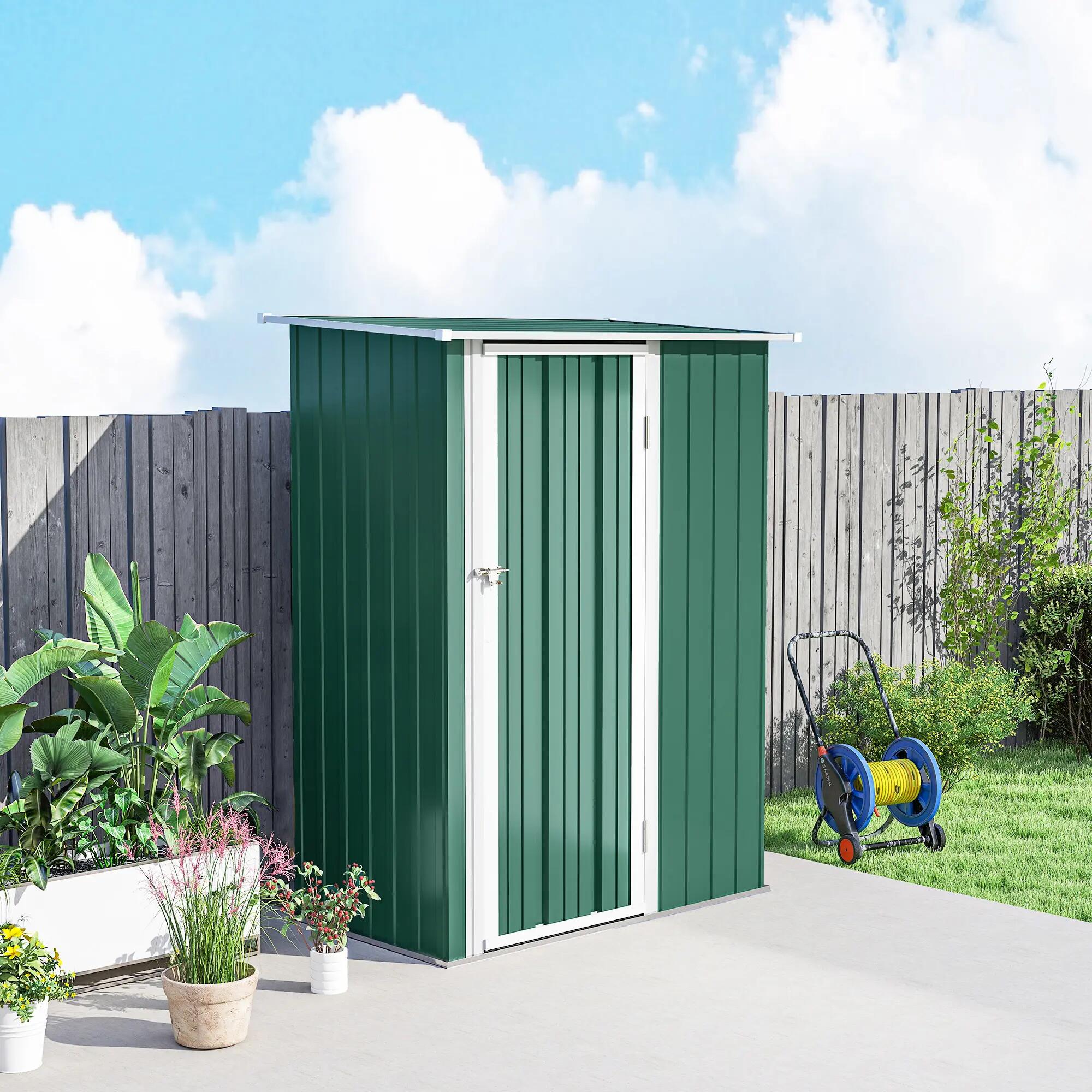 Abrigo de Jardim Outsunny 142x84x189 cm Verde 5/7