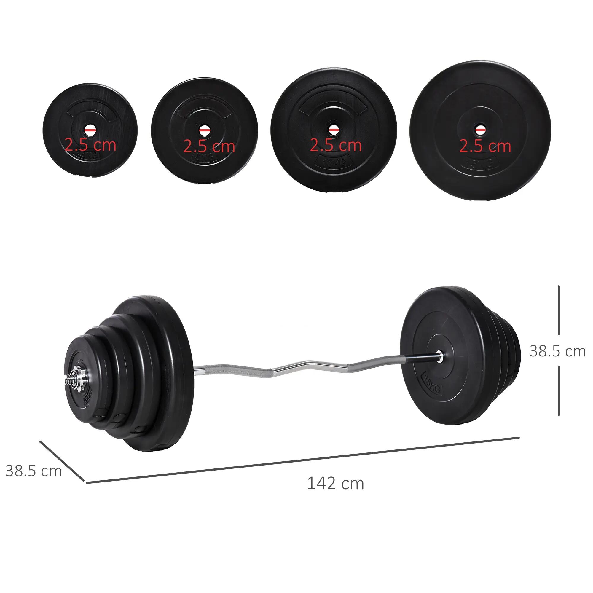 Barra de Musculação com 8 Discos HOMCOM Conjunto Halteres Ajustável 70 kg 3/7
