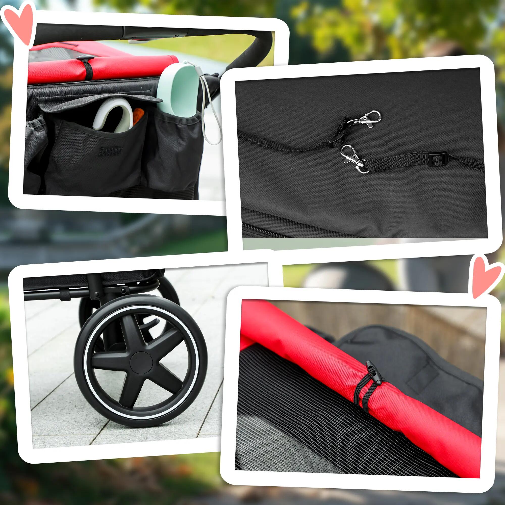 Carrinho para Pets PawHut 112x65x100 cm Vermelho 4/6