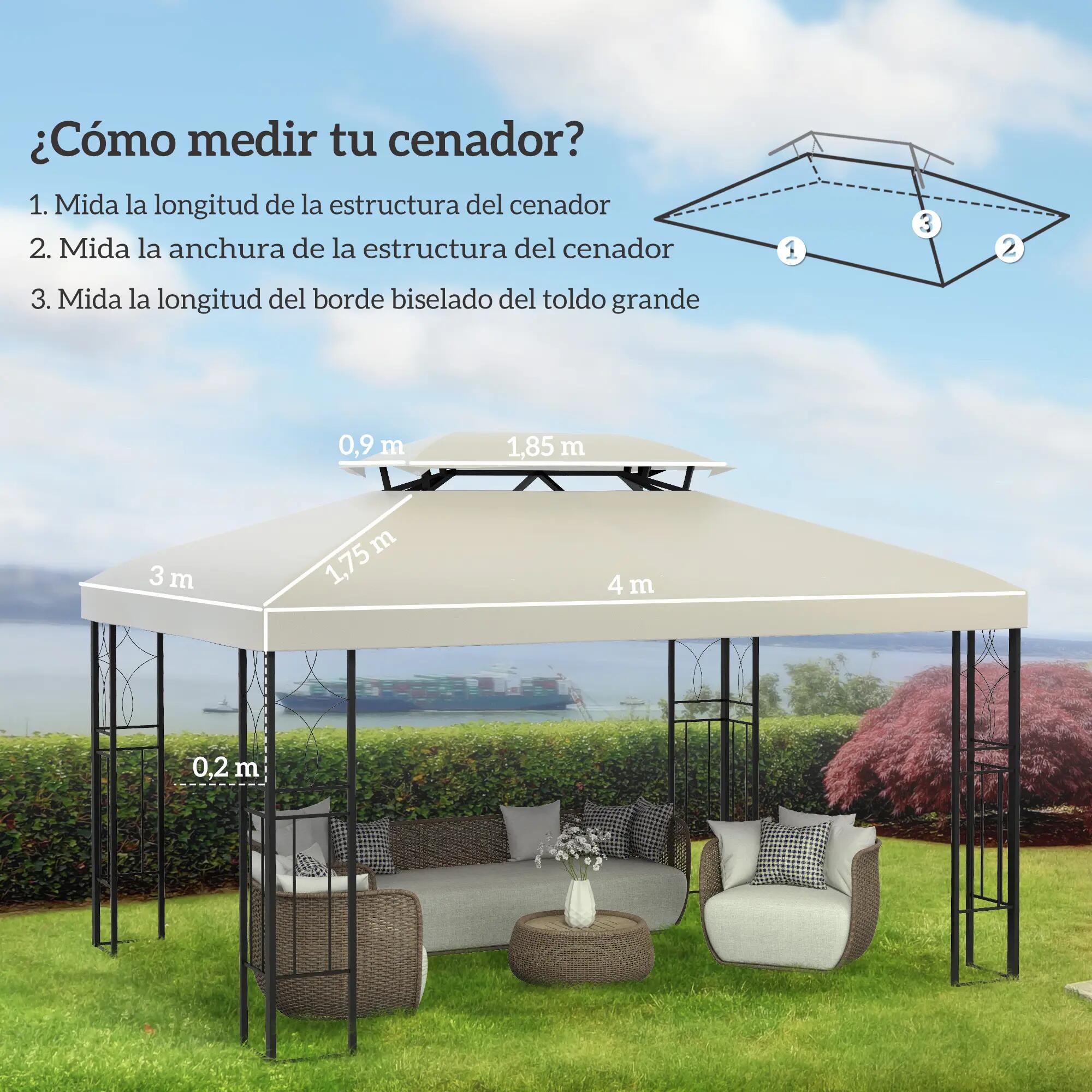 Techo de Repuesto Outsunny 400x300 cm Crema 3/7