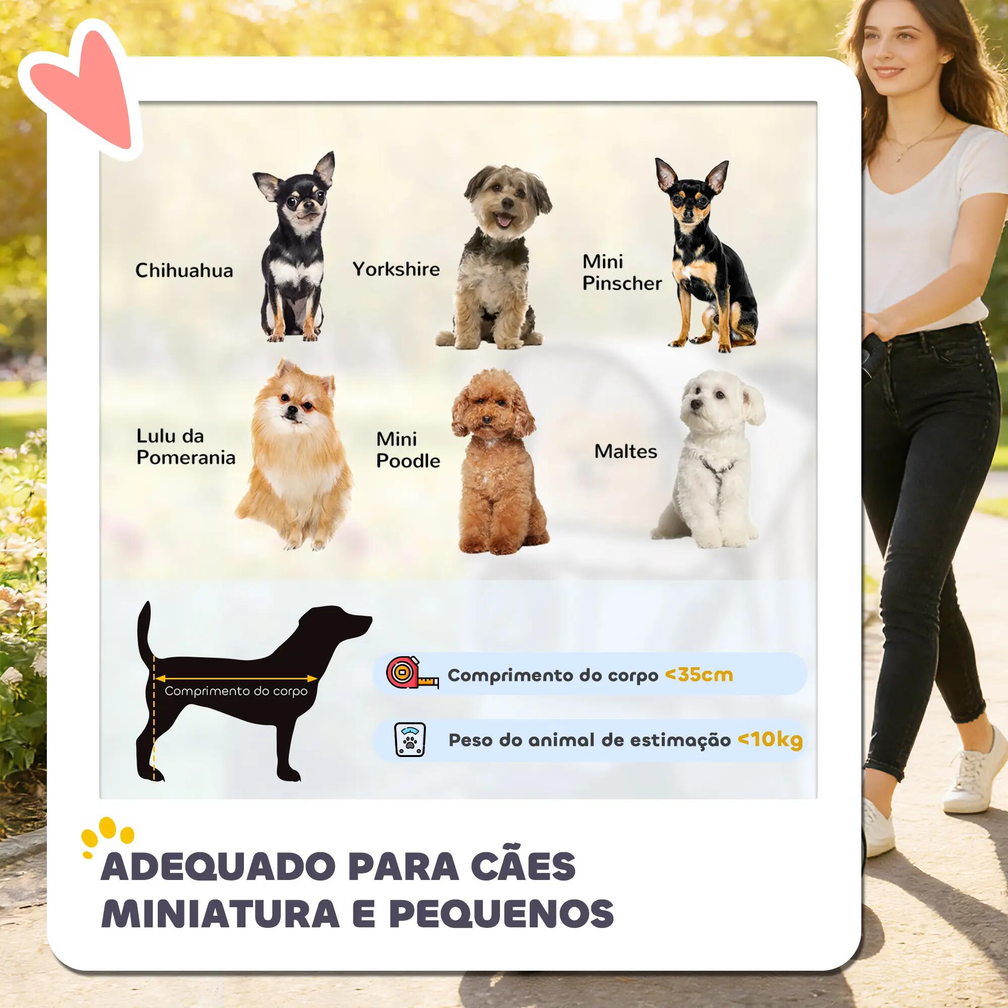 Carrinho para Cães PawHut 77x44x102 cm Cinza Claro 4/8