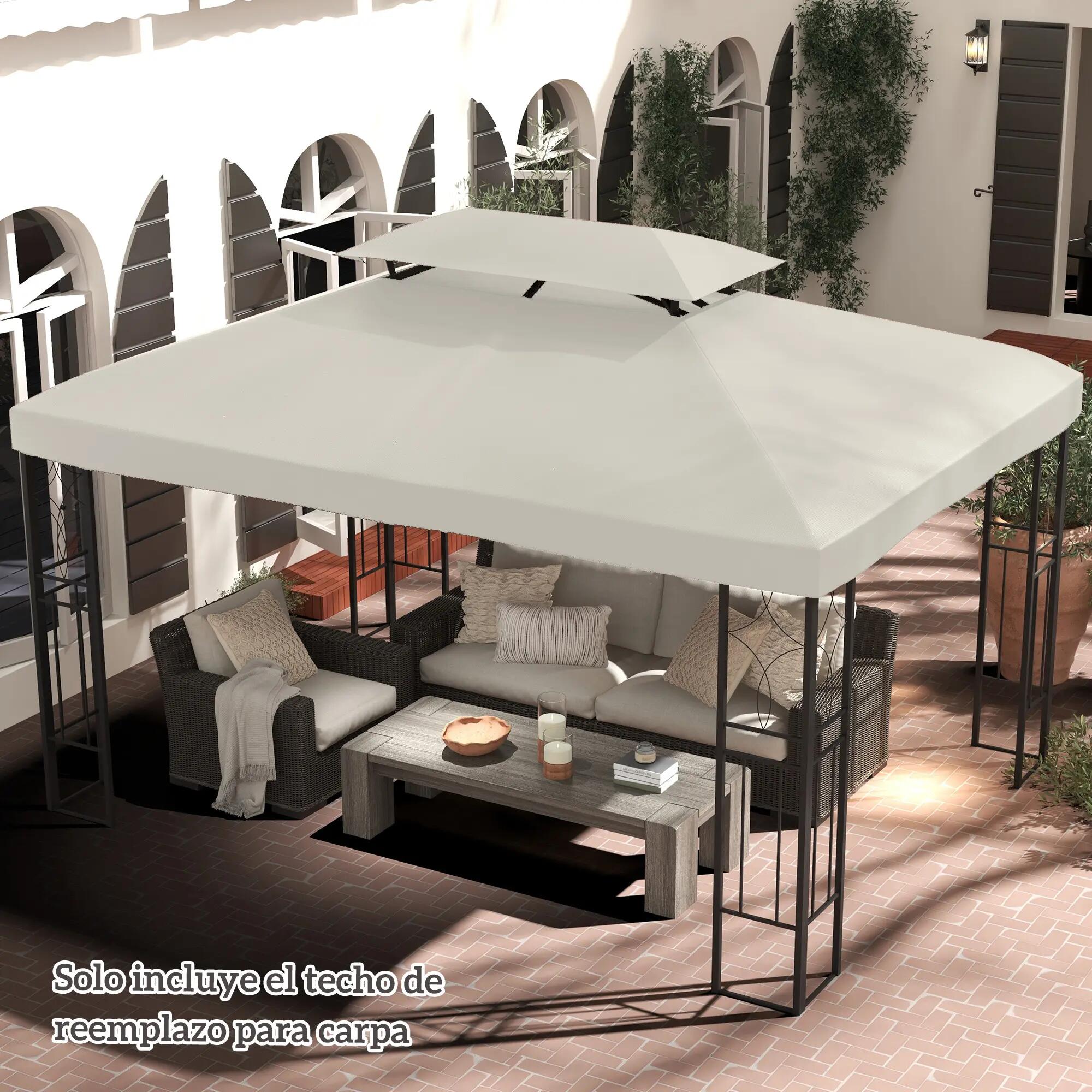 Techo de Repuesto Outsunny 400x300 cm Crema 2/7