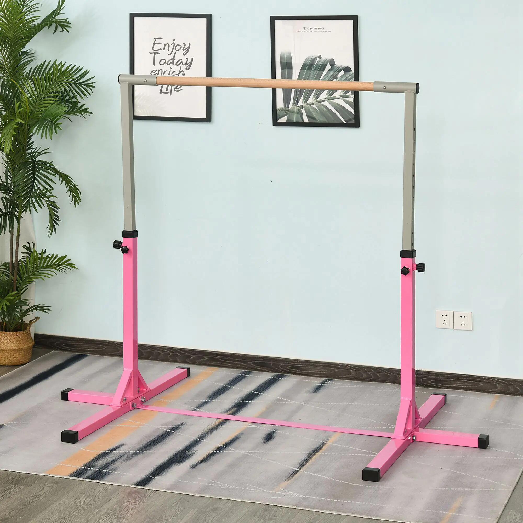 Barra de ginástica 197x121x150 cm rosa HOMCOM 2/7