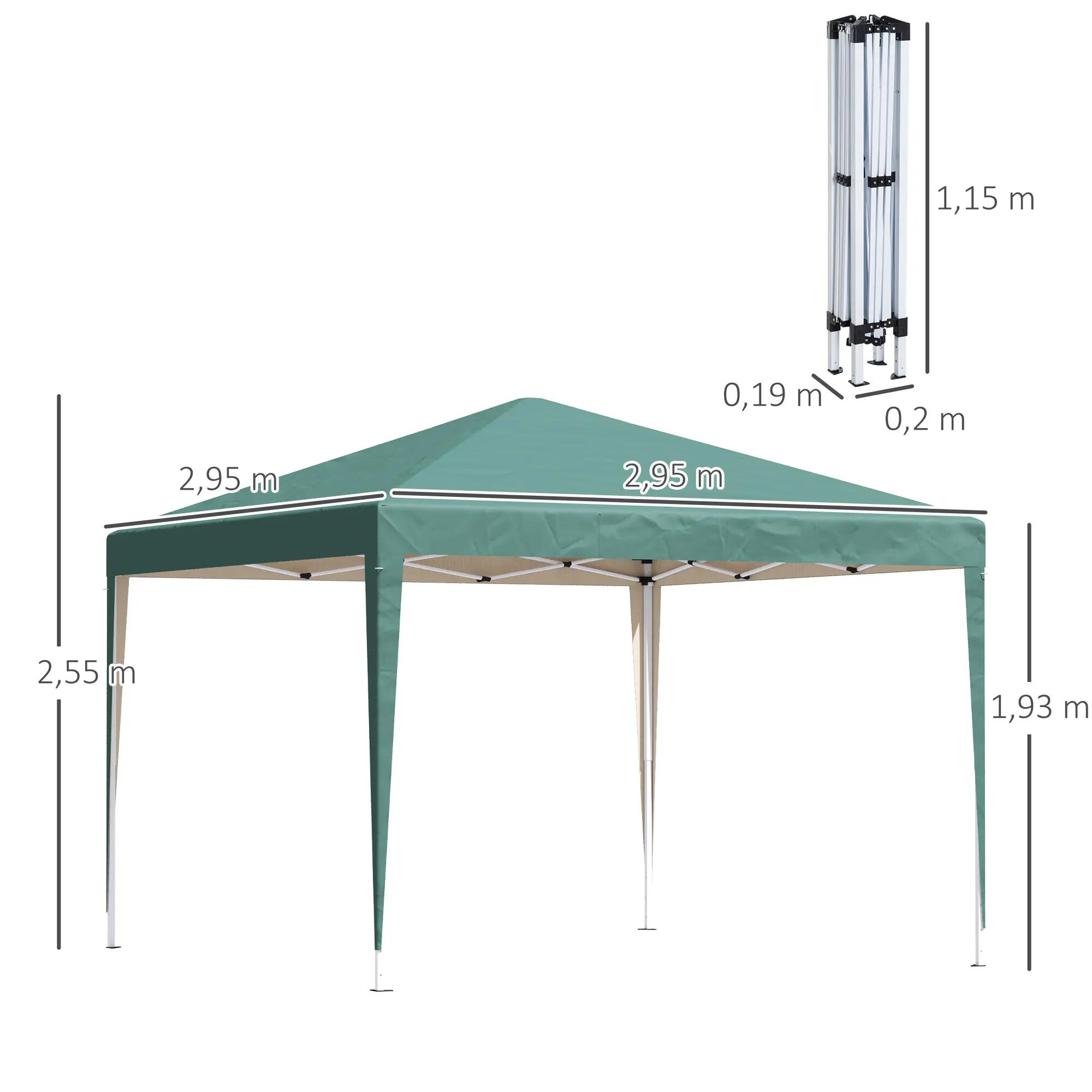 Carpa Evento Deportivo Outsunny 295x295x255 cm Verde 3/7