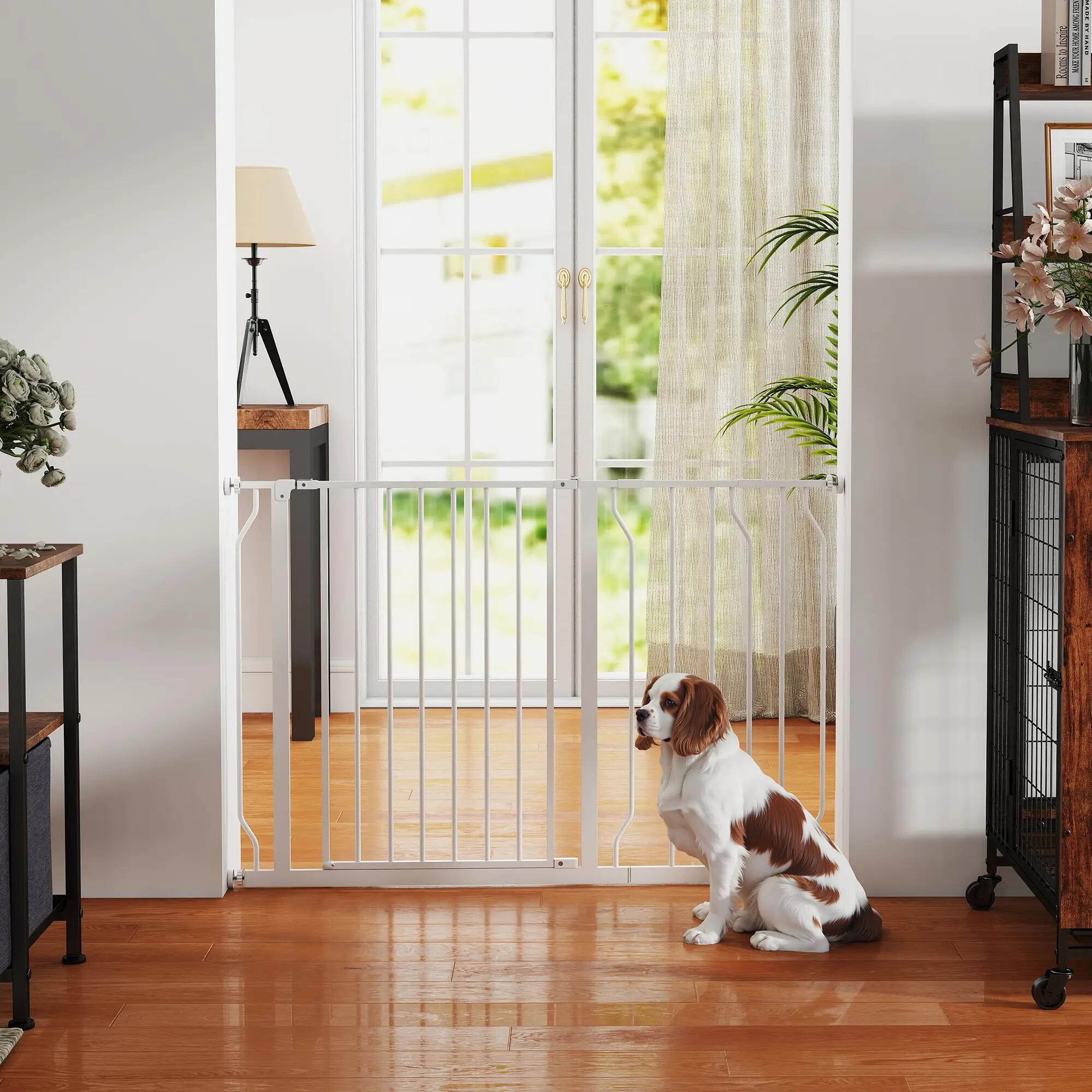 Barreira de Segurança para Animais de Estimação PawHut 73x76 cm Branco 5/7