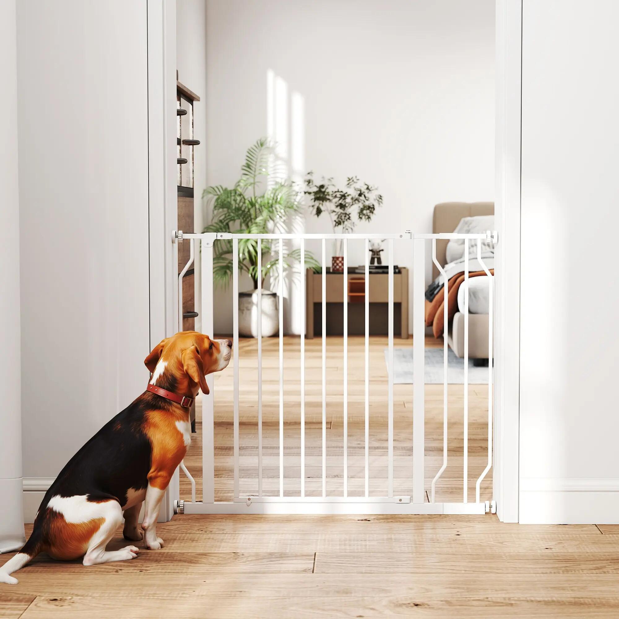Barreira de segurança para cães 73x75-95x76 cm branco PawHut 5/7