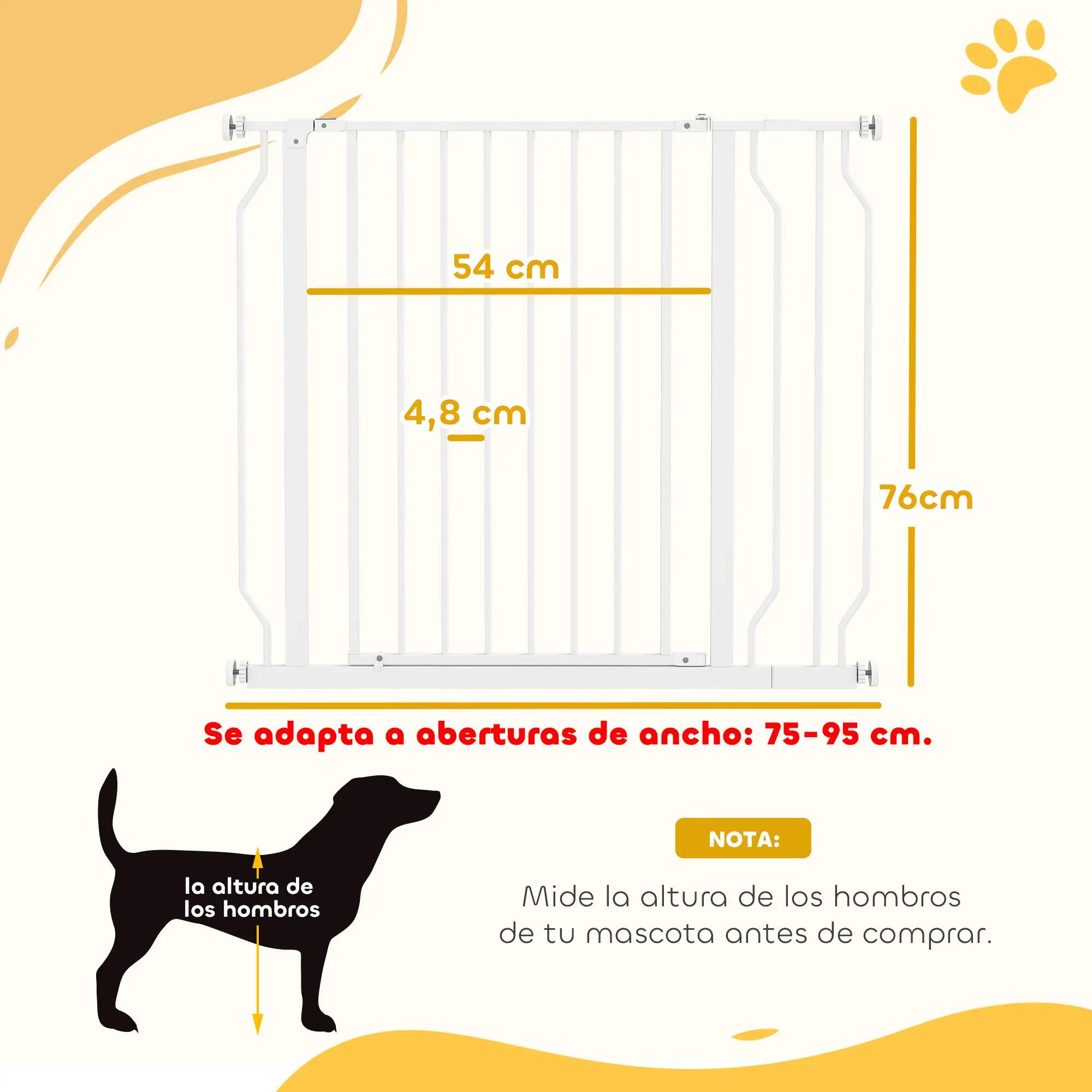 Barreira de segurança para cães 73x75-95x76 cm branco PawHut 3/7