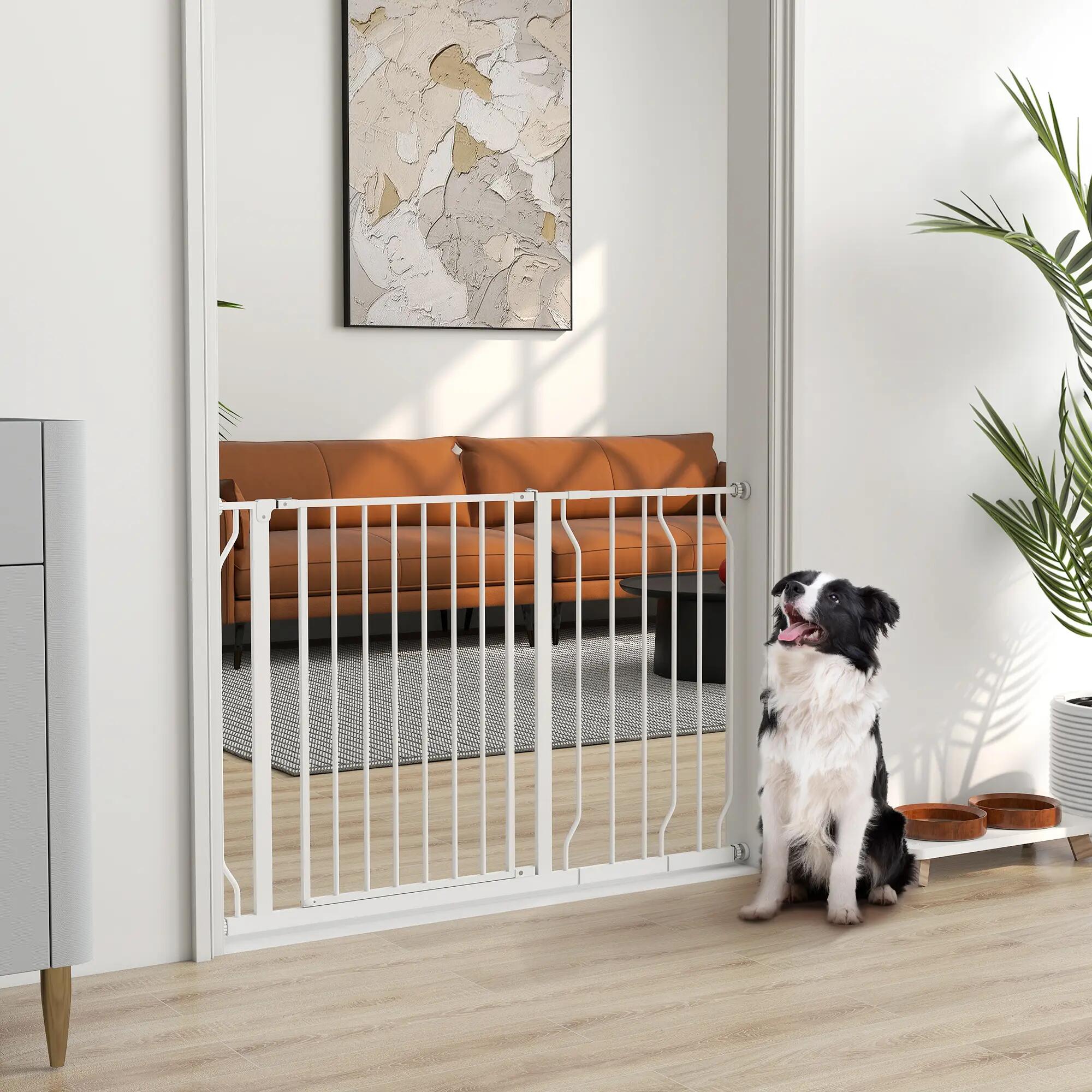 Barreira de Segurança para Animais de Estimação PawHut 73x76 cm Branco 2/7