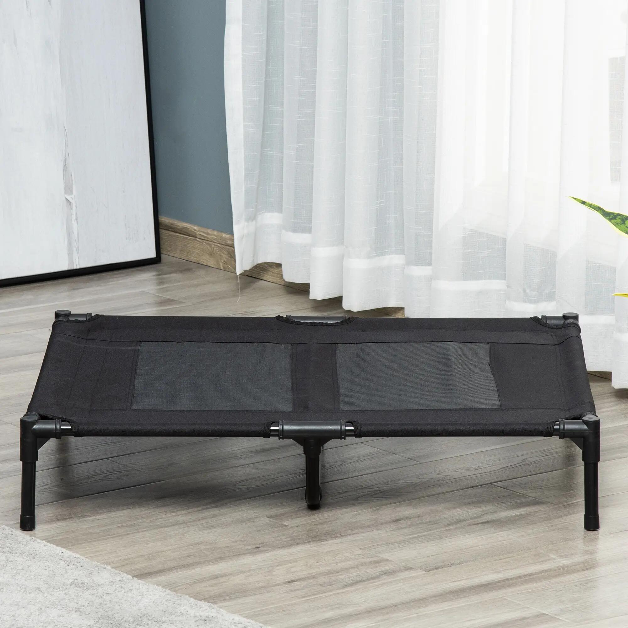 Cama elevada para cães 92x76x18 cm preto PawHut 5/7