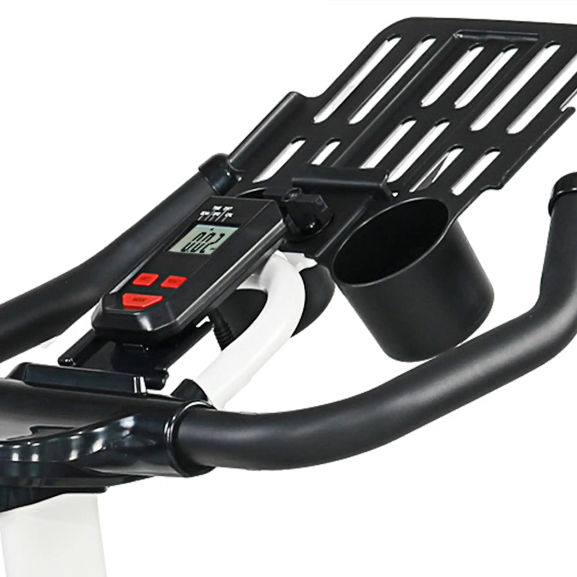 Bicicleta Estática HOMCOM con Volante 8 kg LCD Blanco 5/8