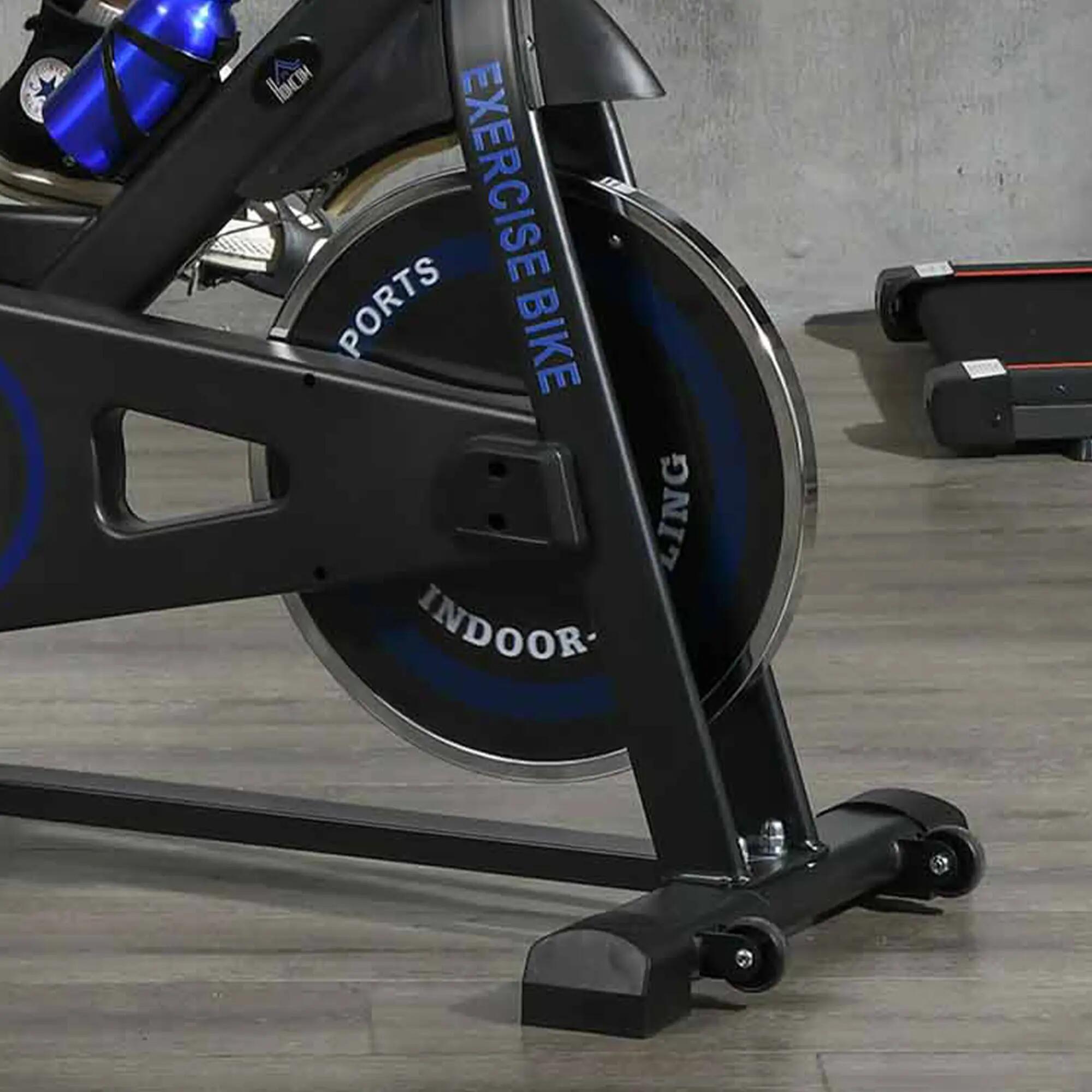 Bicicleta Estática HOMCOM com Volante 8 kg LCD Azul 4/7