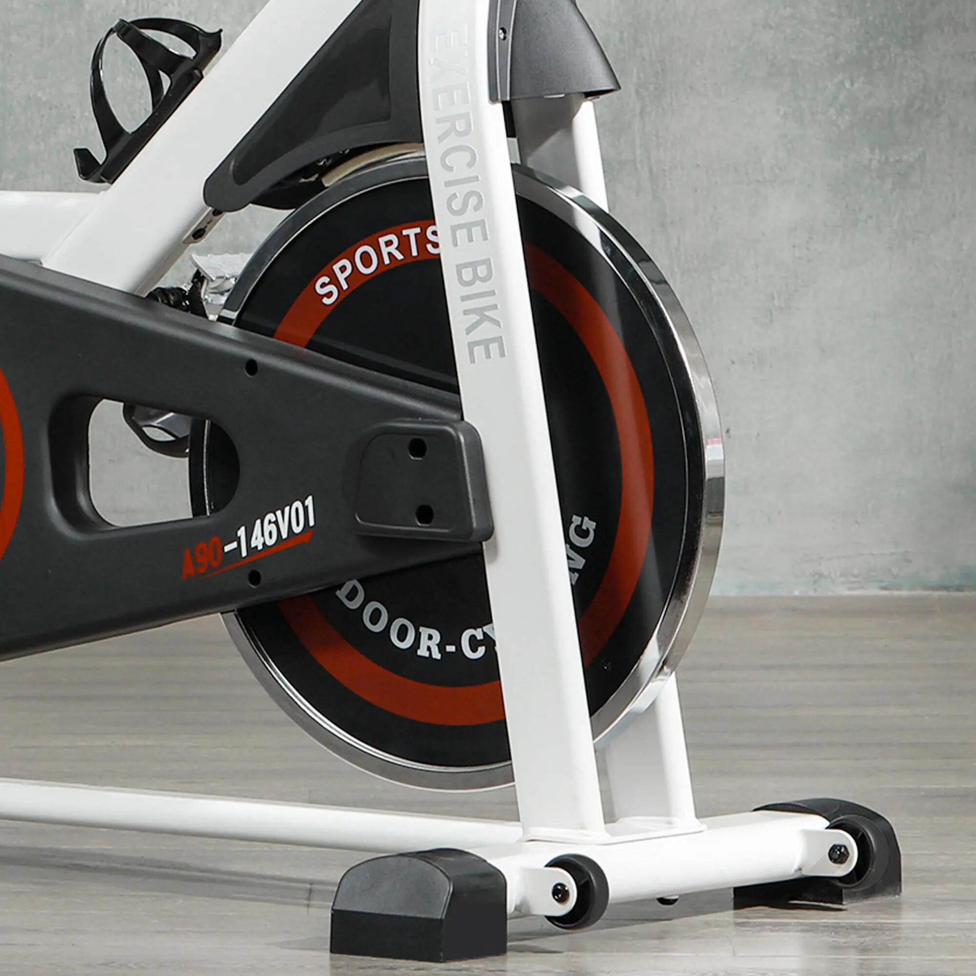 Bicicleta Estática HOMCOM con Volante 8 kg LCD Blanco 4/8