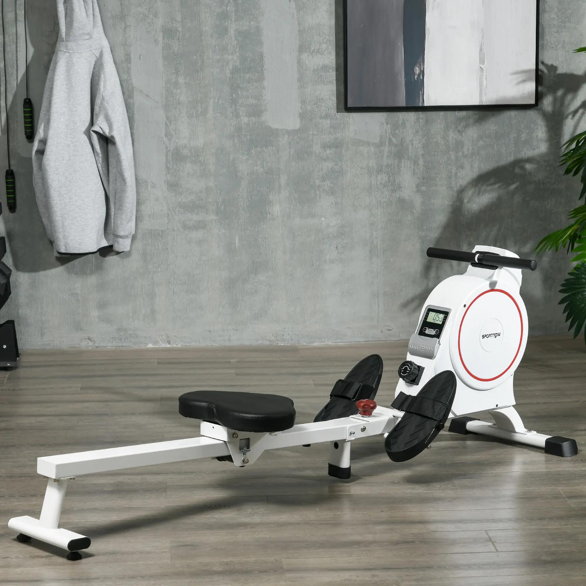 Máquina de Remo Magnético Dobrável com 8 Níveis Resistência LCD 2 Rodas 2/7