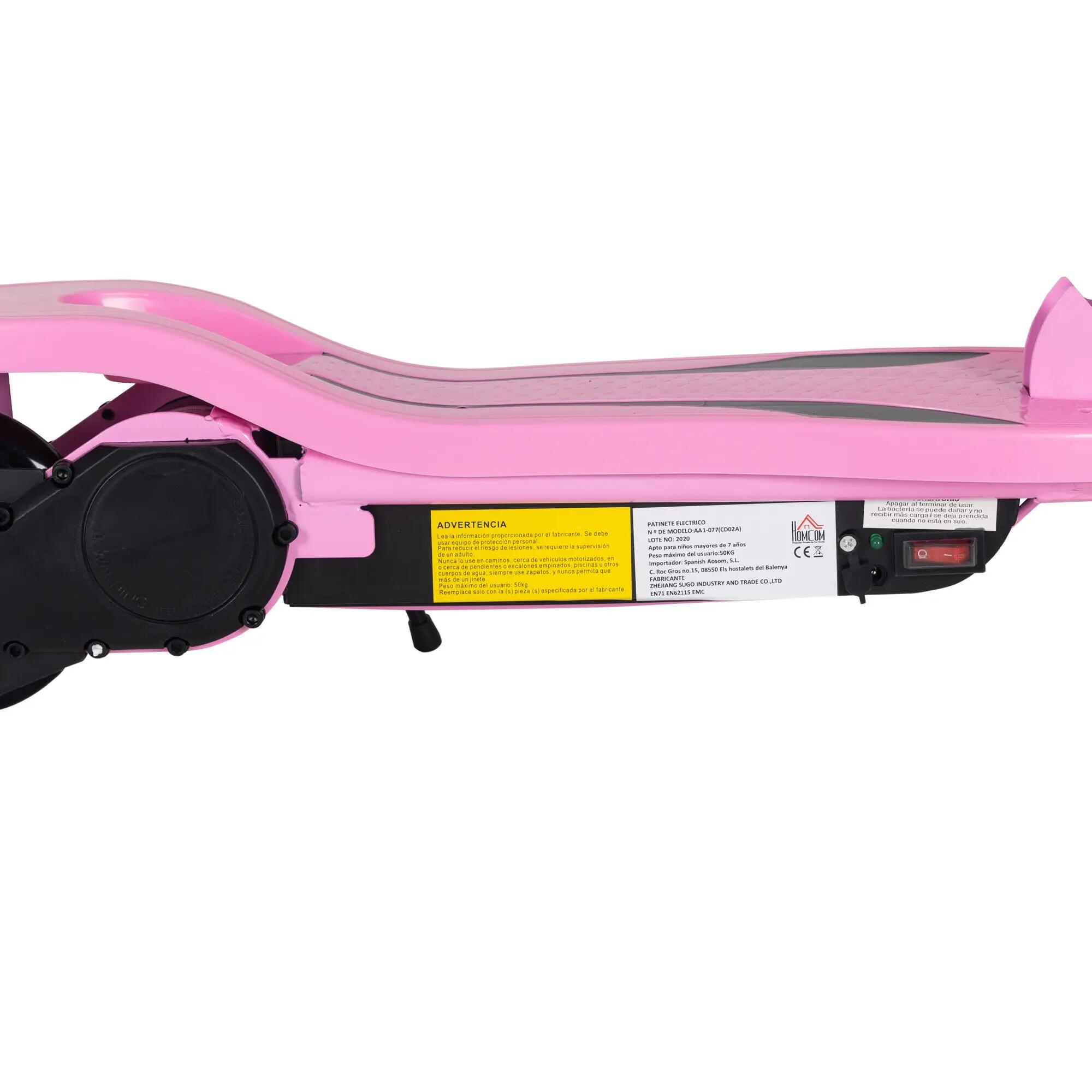 Trotinete Elétrico 75x36x93 cm Rosa HOMCOM 5/7