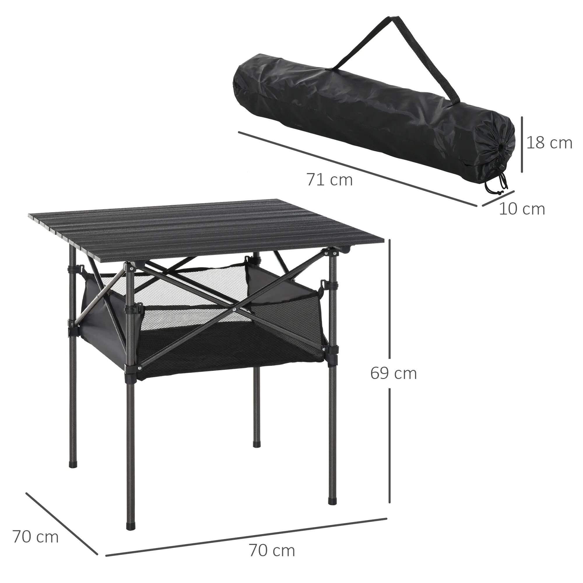 Mesa de Camping Plegable Outsunny 70x70x69 cm Negro 3/7