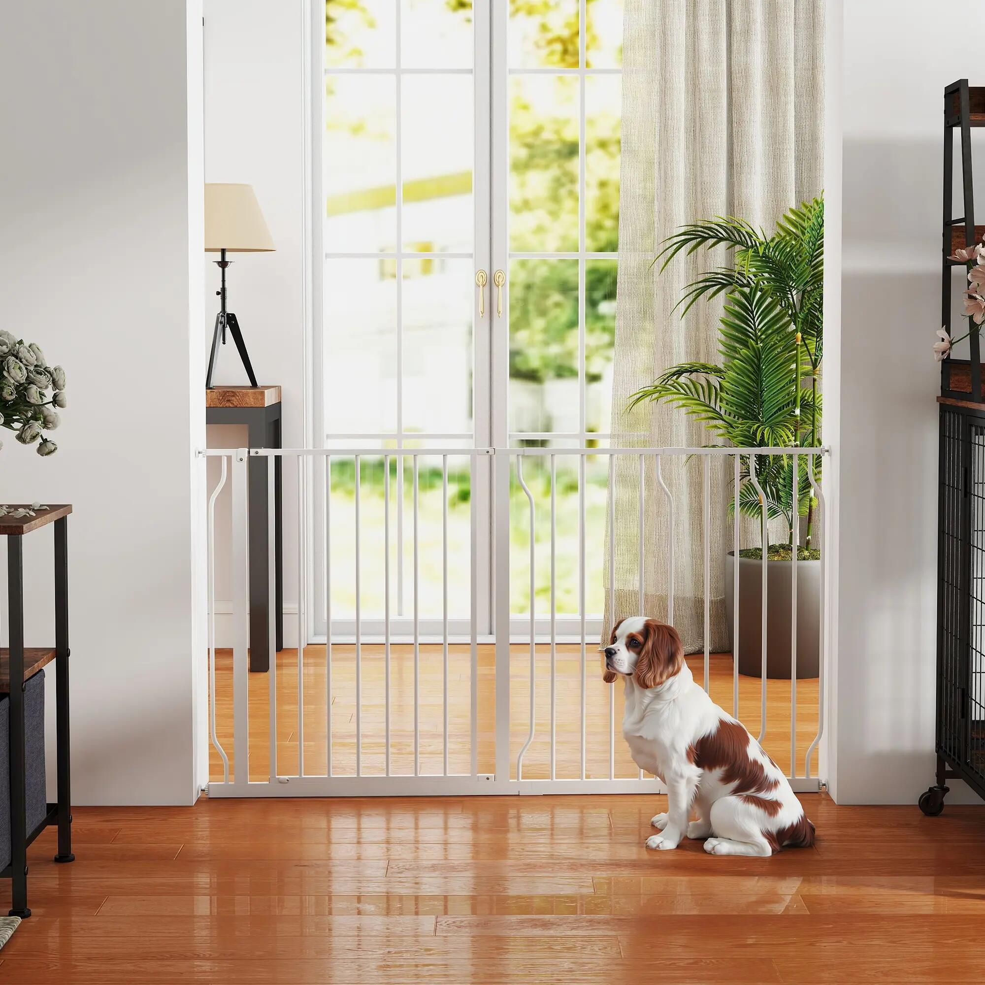Barrera de Seguridad PawHut 145x3.8x76 cm Blanco 5/6