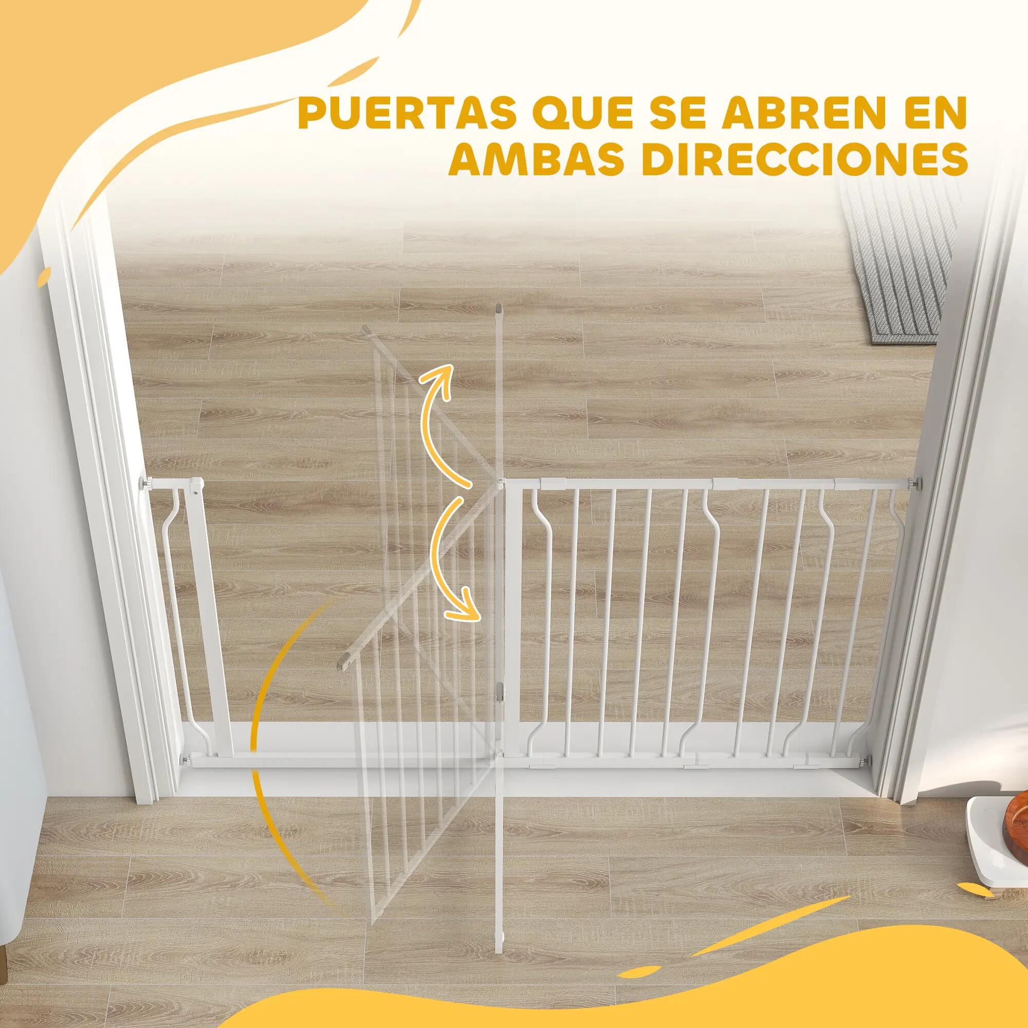 Barrera de Seguridad PawHut 145x3.8x76 cm Blanco 4/6