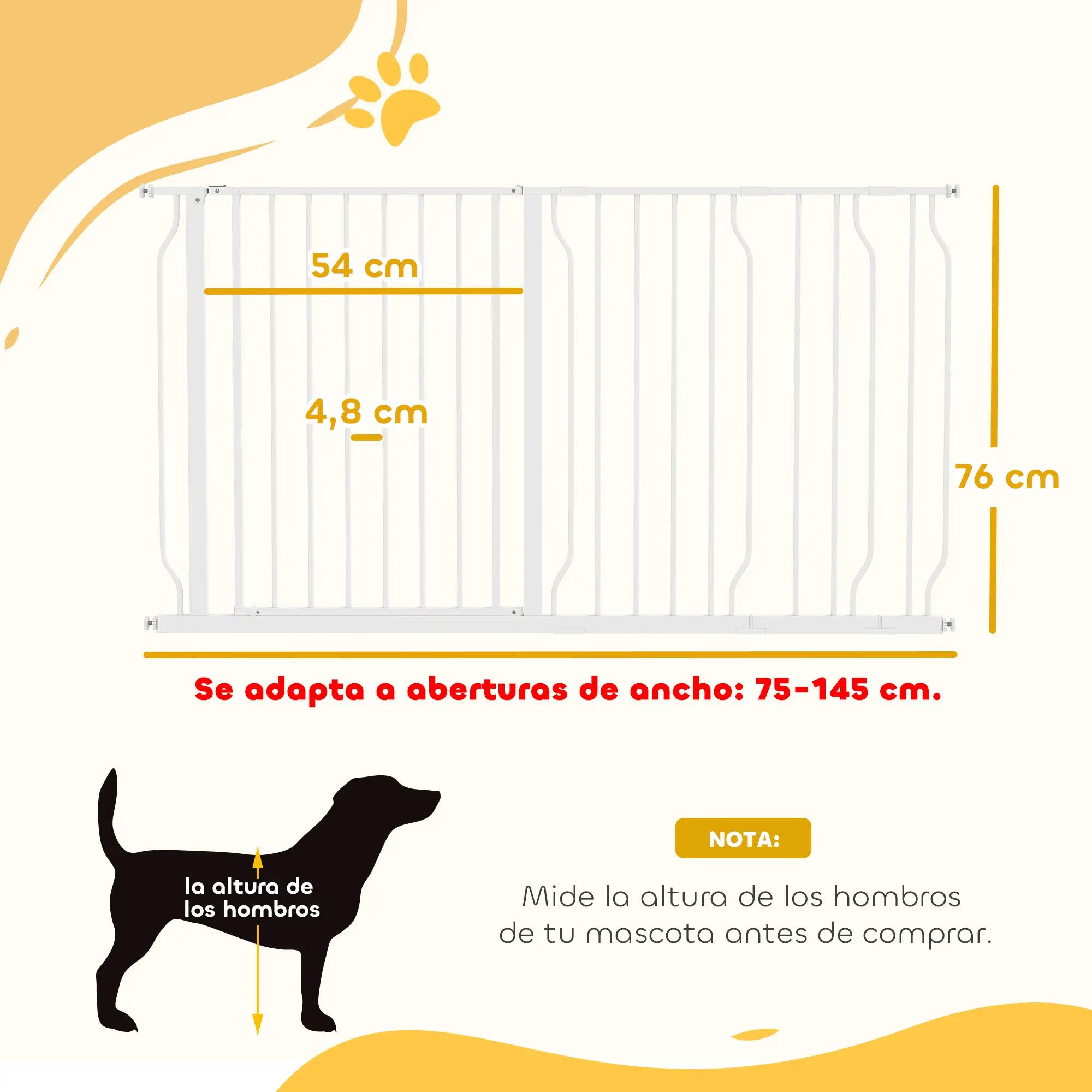 Barrera de Seguridad PawHut 145x3.8x76 cm Blanco 3/6