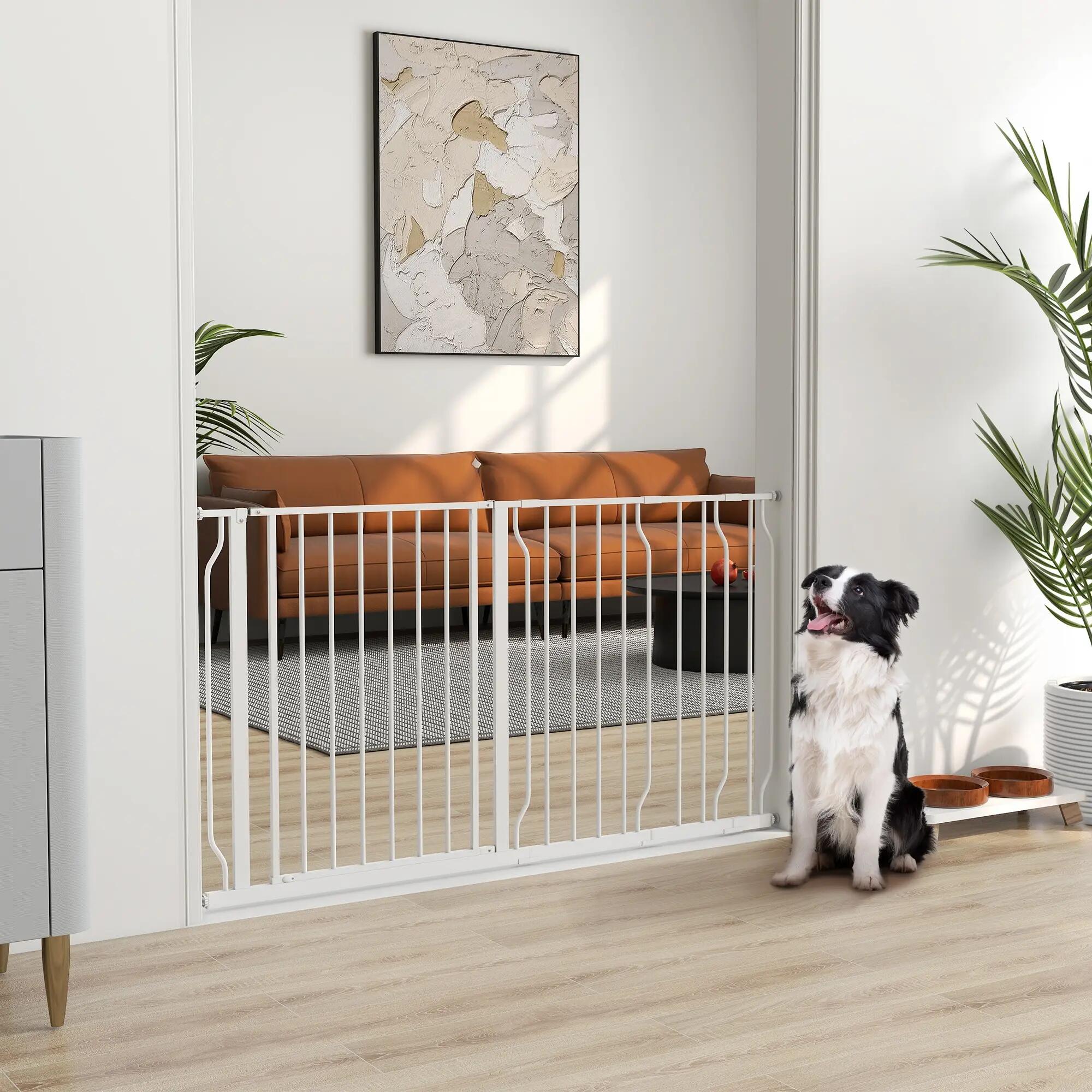 Barrera de Seguridad PawHut 145x3.8x76 cm Blanco 2/6