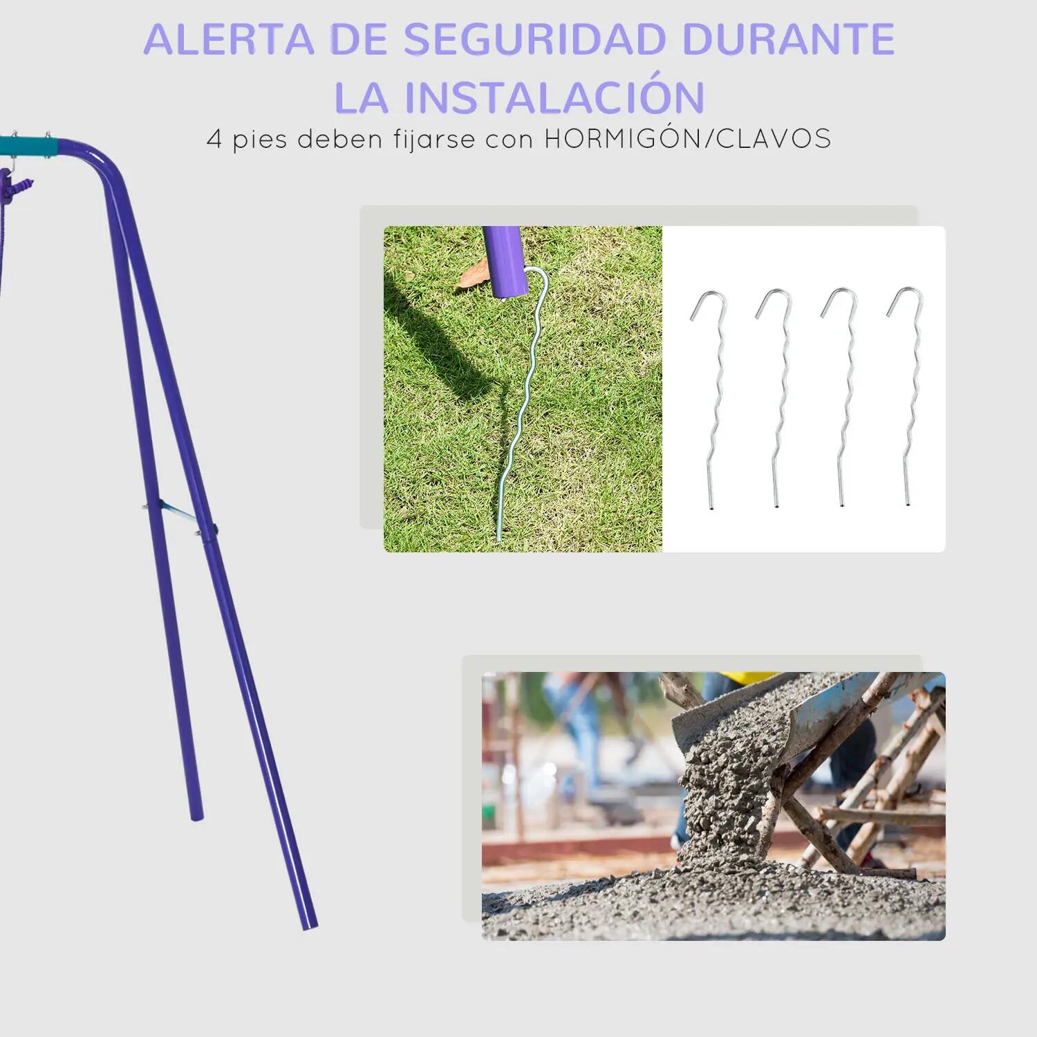 Columpio de Jardín Outsunny 280x140x176 cm Azul Oscuro y Violeta 4/7