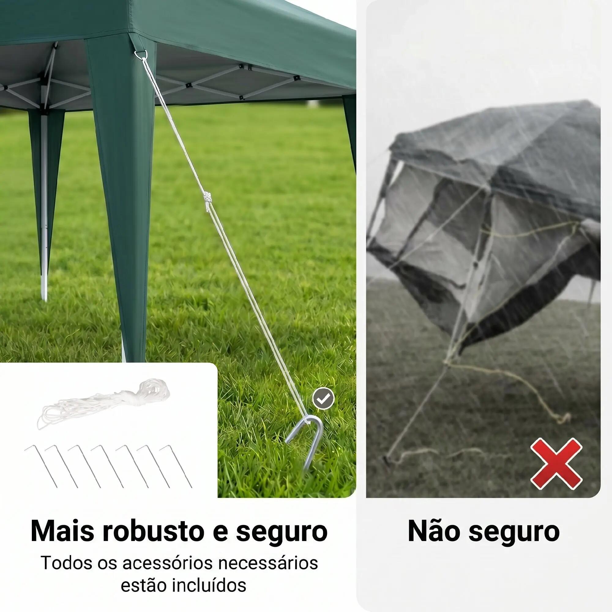 Carpa Plegable Outsunny 240x240x250 cm Verde 5/7