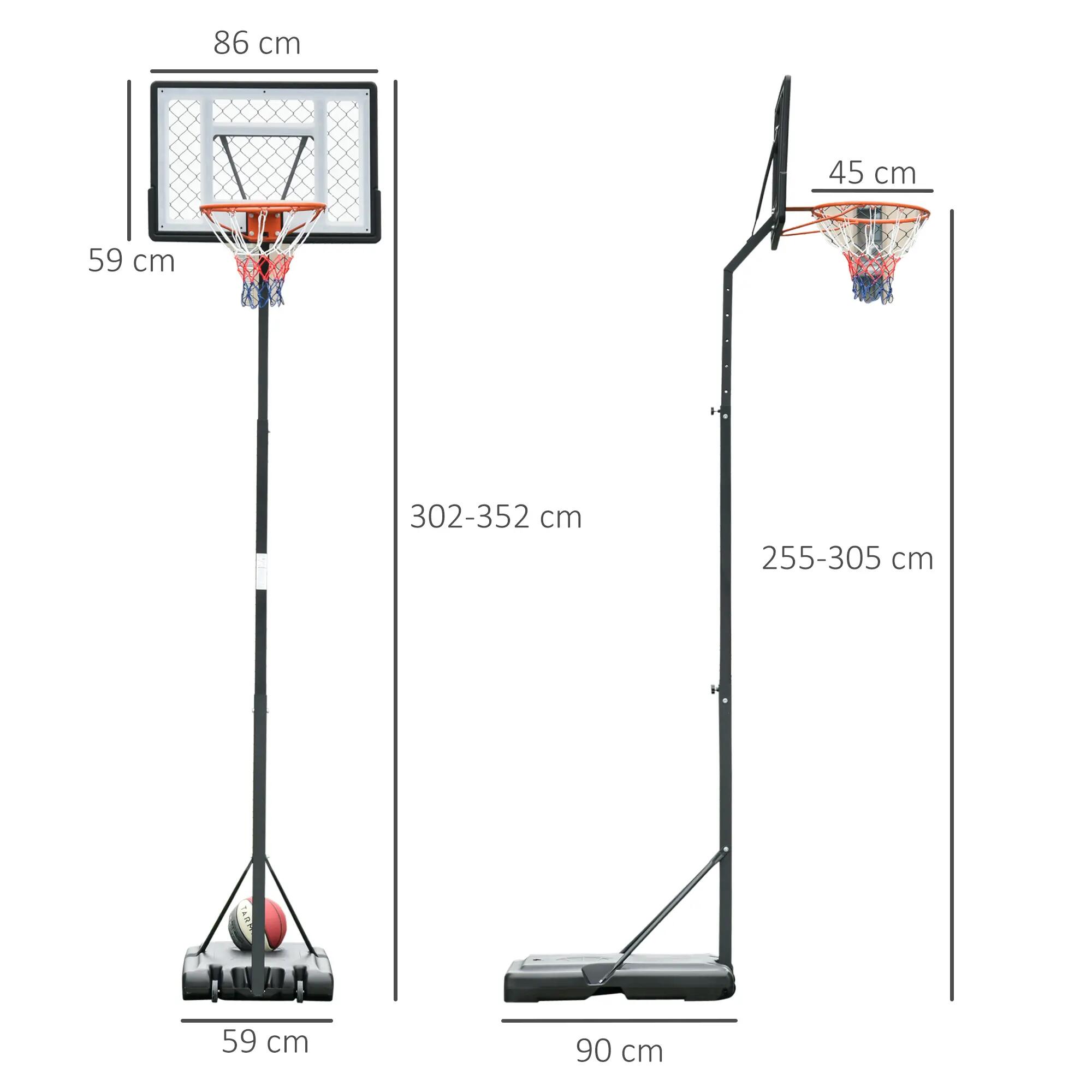 Canasta de Baloncesto para mates HOMCOM con soporte ajustable de 255-305 cm 3/7
