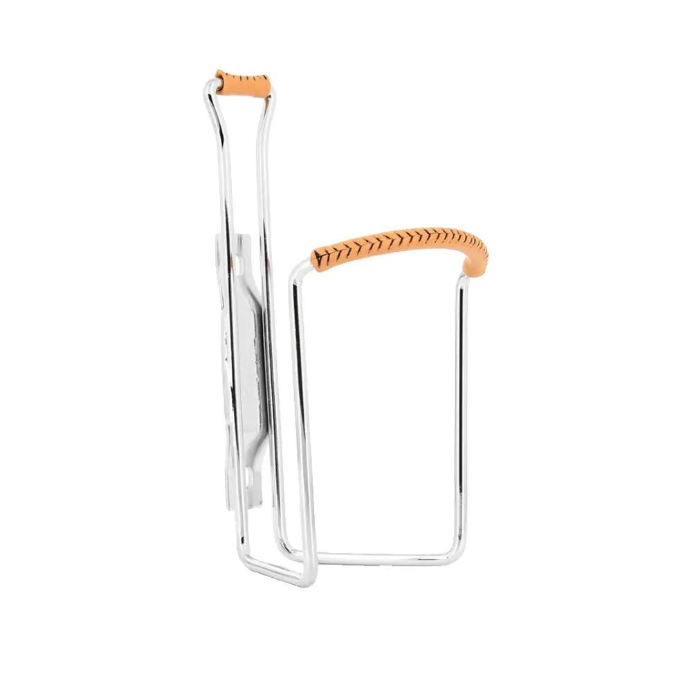 Porte-bidon Zéfal Vintage - Acier chromé, cuir marron 3/4