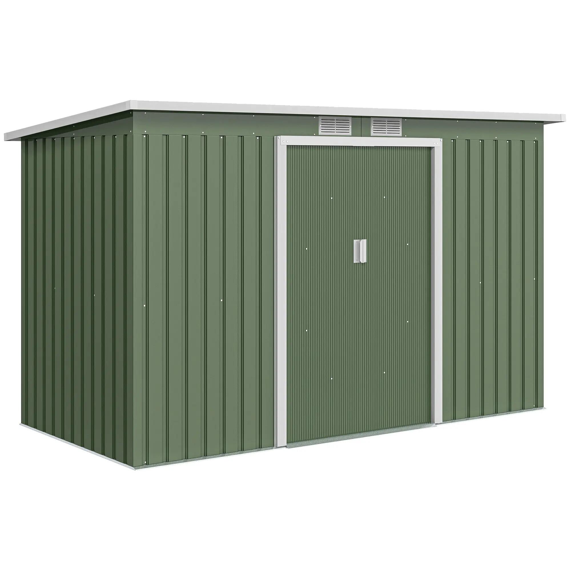 Caseta almacenamiento bicicletas Outsunny 280x130x172 cm Verde 1/6