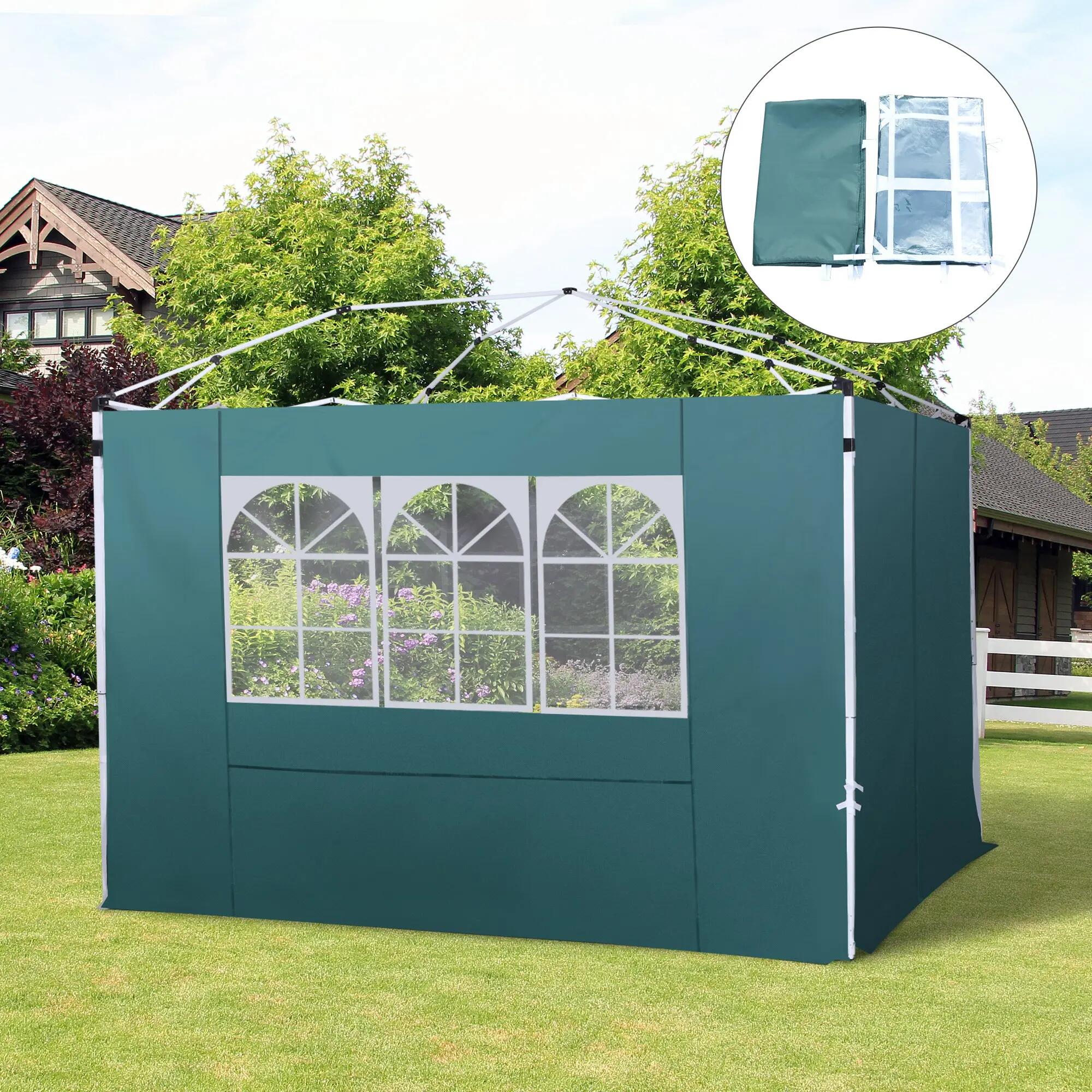 Parede lateral tendas 300x200 cm verde escuro Outsunny 2/7