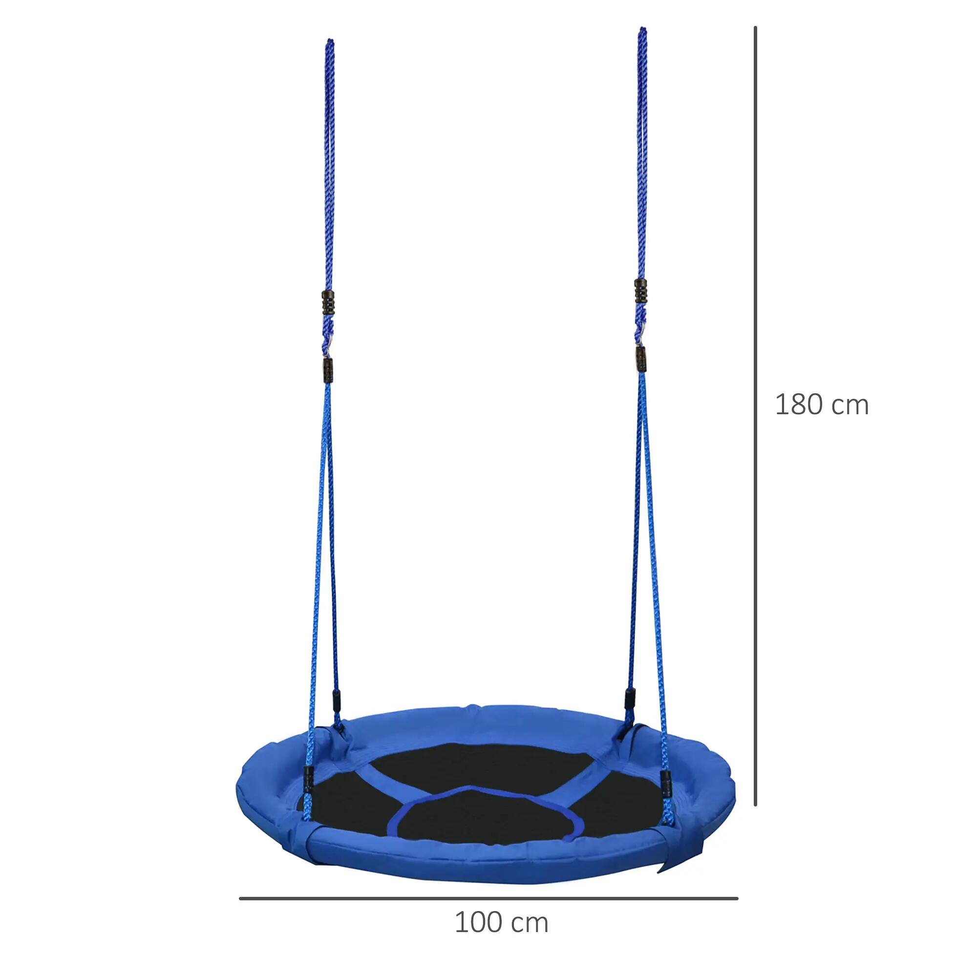 Baloiço de Exterior Criança Ø100x180 cm Azul e Preto HOMCOM 3/7