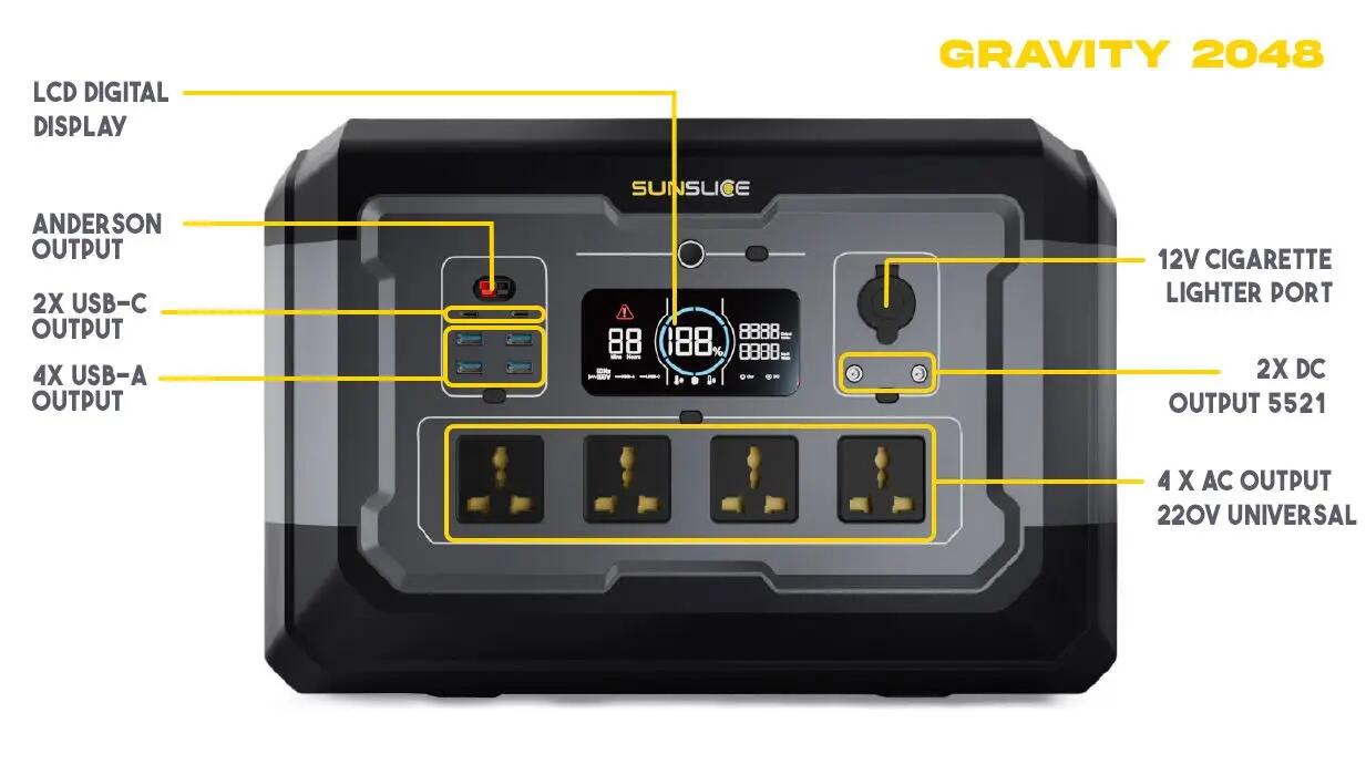 Station d'énergie portable 2048 Wh 2500 W LiFePO4 extensible Gravity 2048 Noir 9/11