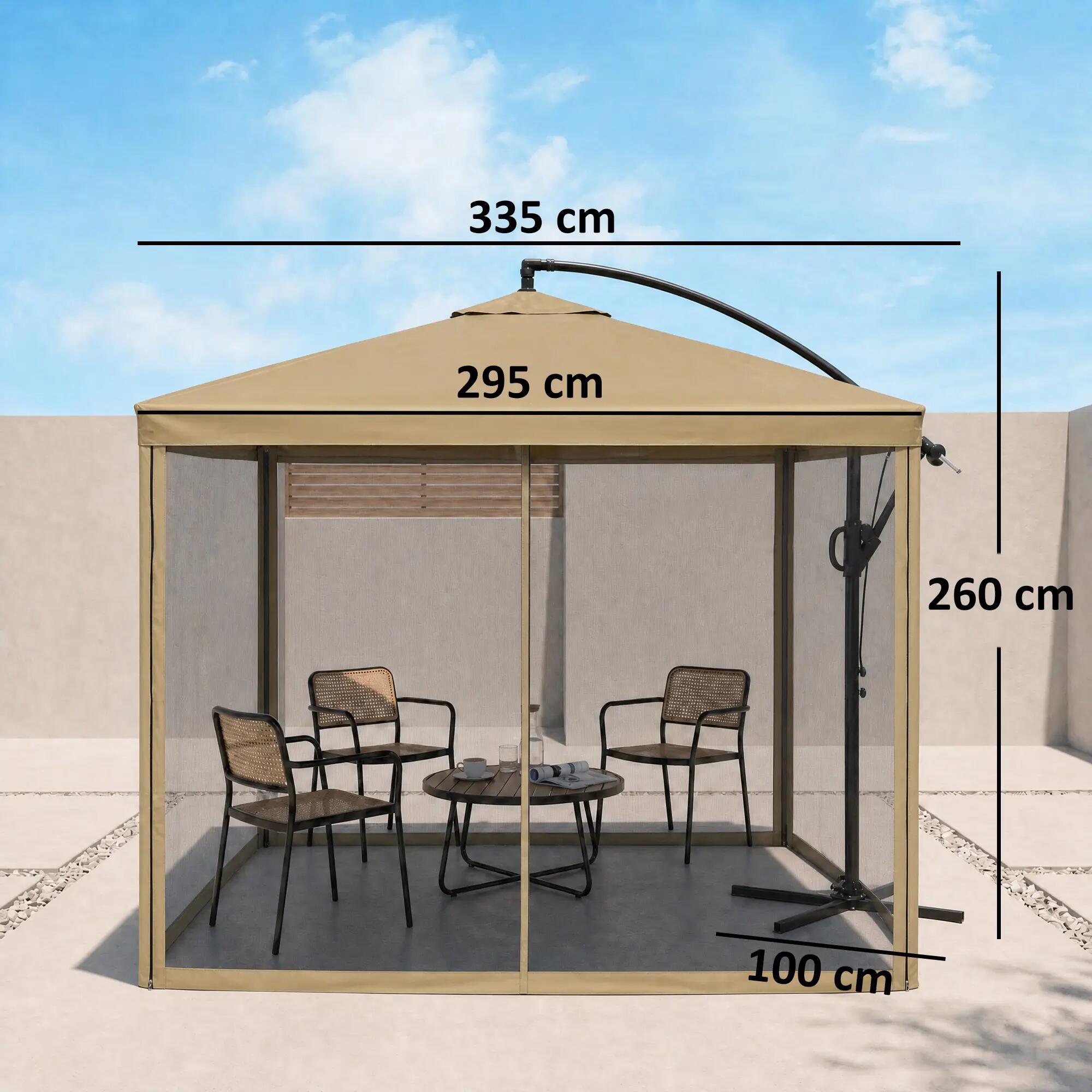 Chapéu de sol excêntrico 295x295x260 cm beige Outsunny 3/7