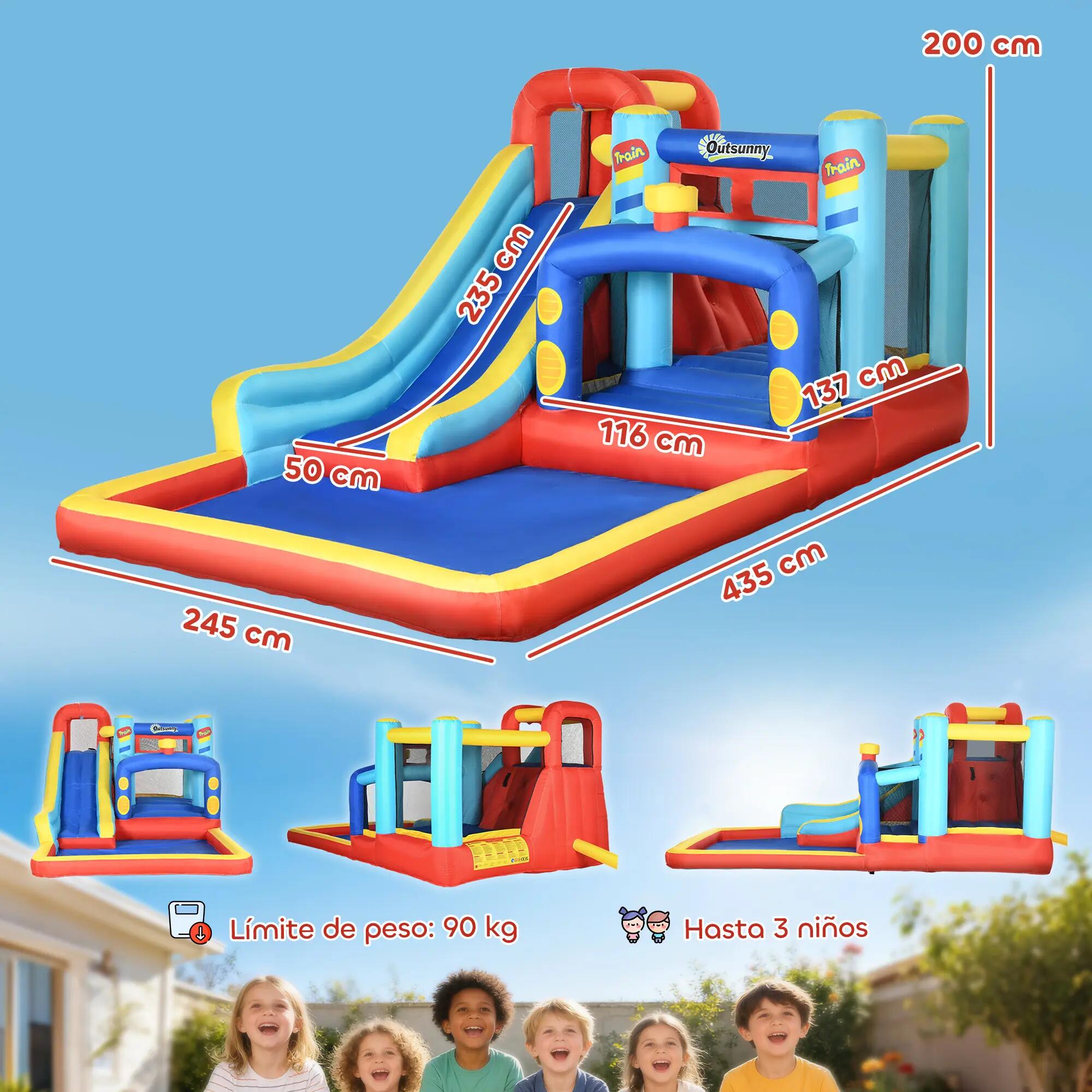 Castillo hinchable con soplador Outsunny 435x245x200 cm multicolor 3/7