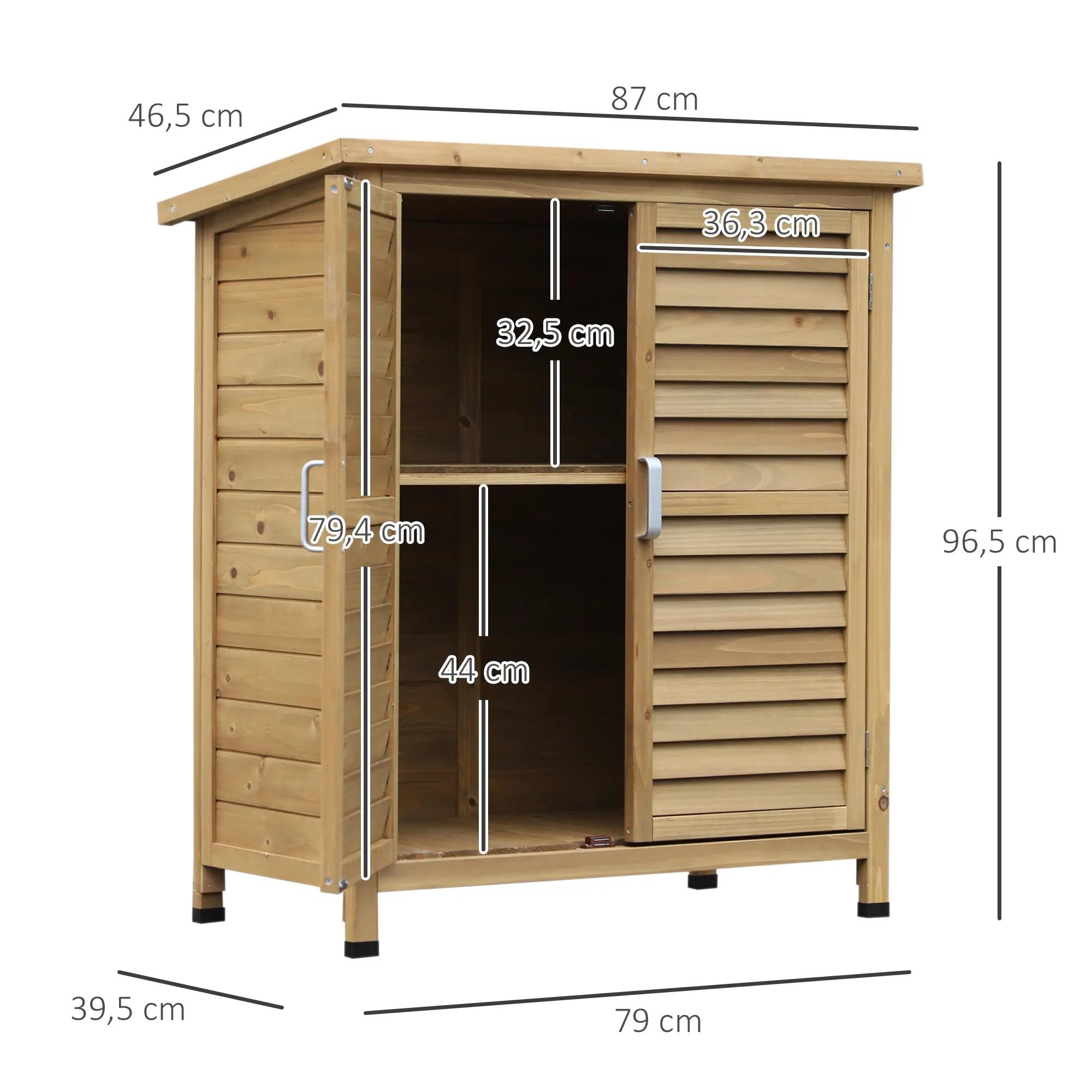 Armário de Jardim Outsunny 87x46.5x96.5 cm Cor de madeira natural 3/7