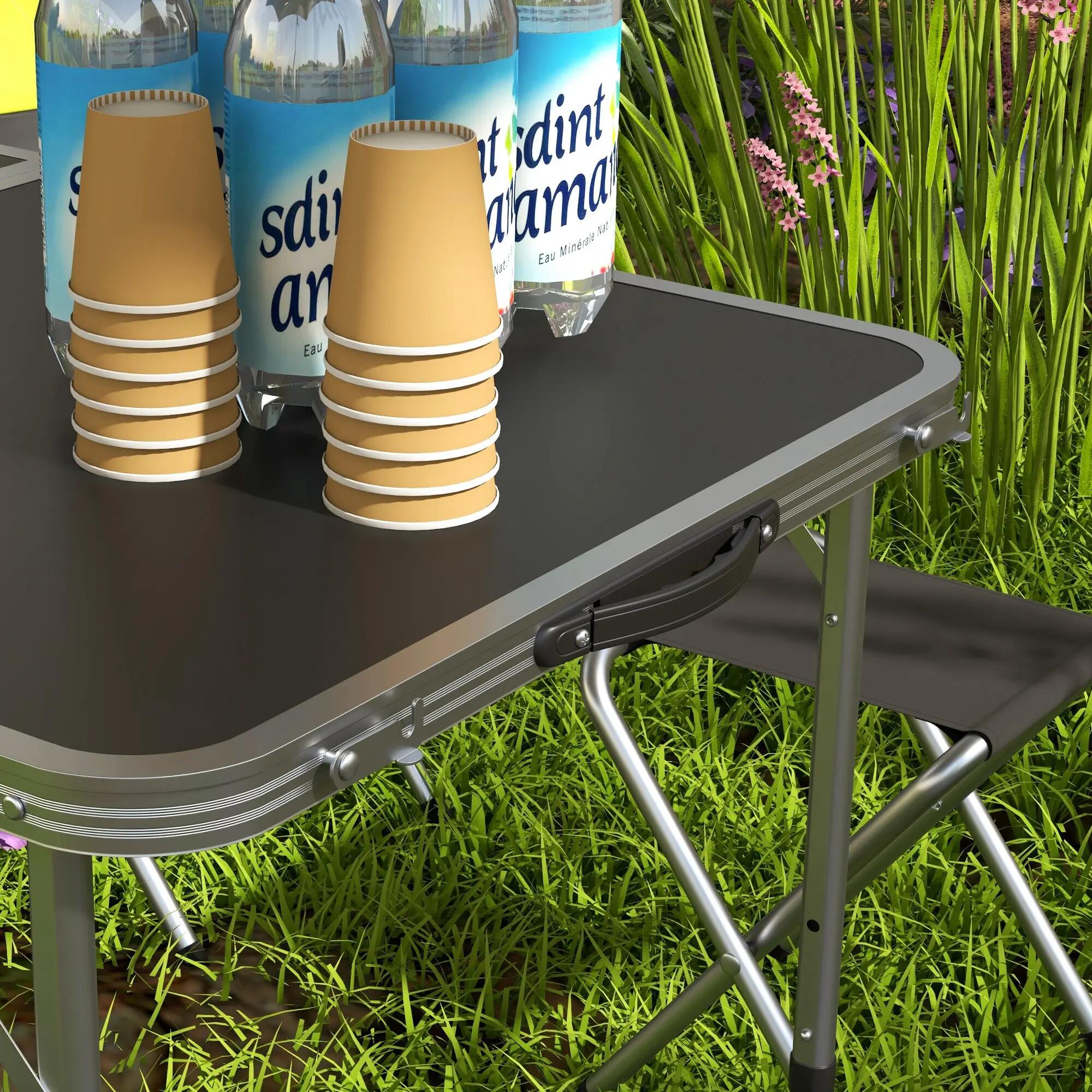 Mesa Camping Plegable Outsunny 120x60x77 cm Negro 5/7