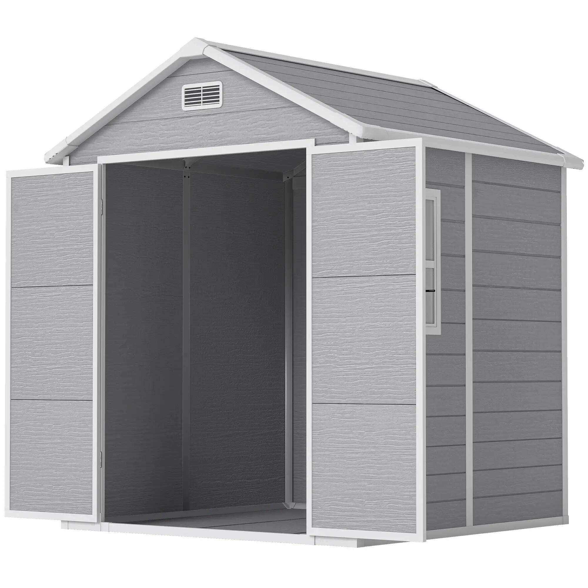 Caseta de Jardín Outsunny 182x151x219 cm Gris Oscuro 2/6
